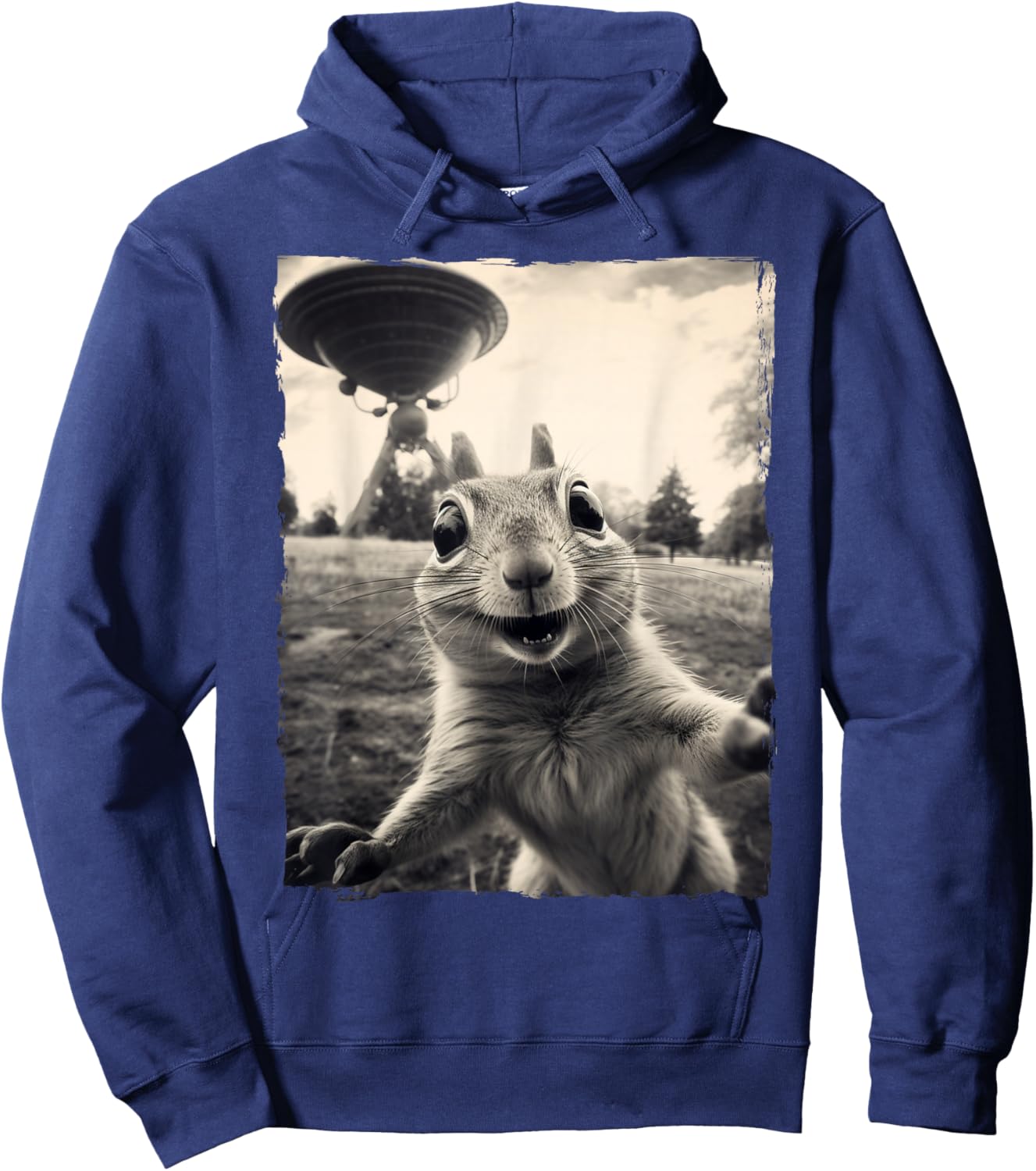 Squirrel Selfie with UFOs Squirrel Mom Funny Squirrel Lover Hoodie - Hoodie | Navy