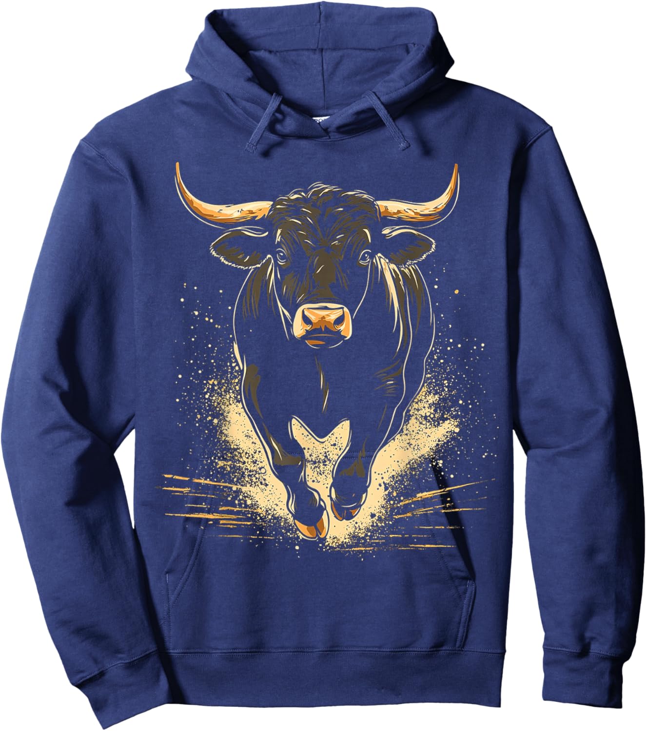 Bull Animal Motif Art Bull Hoodie - Hoodie | Navy