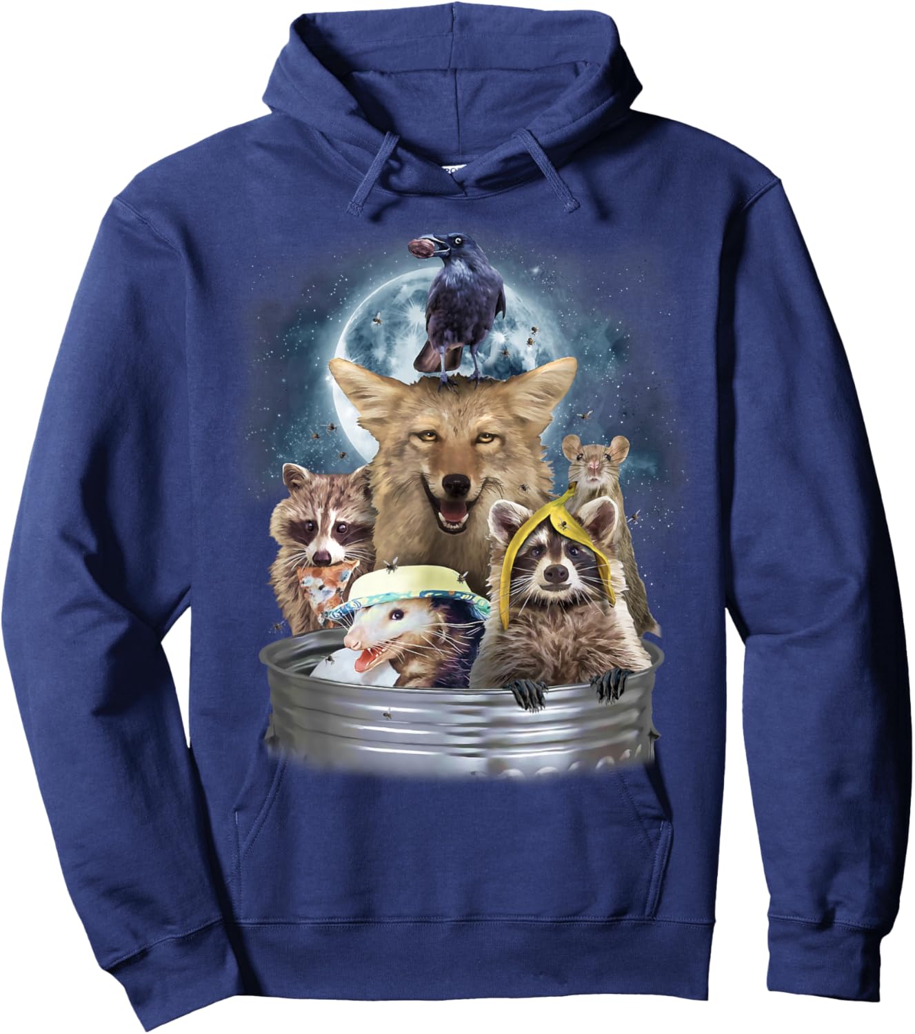 Trash Animals Howling at the Moon Shirt - Funny Team Trash Hoodie - Hoodie | Navy