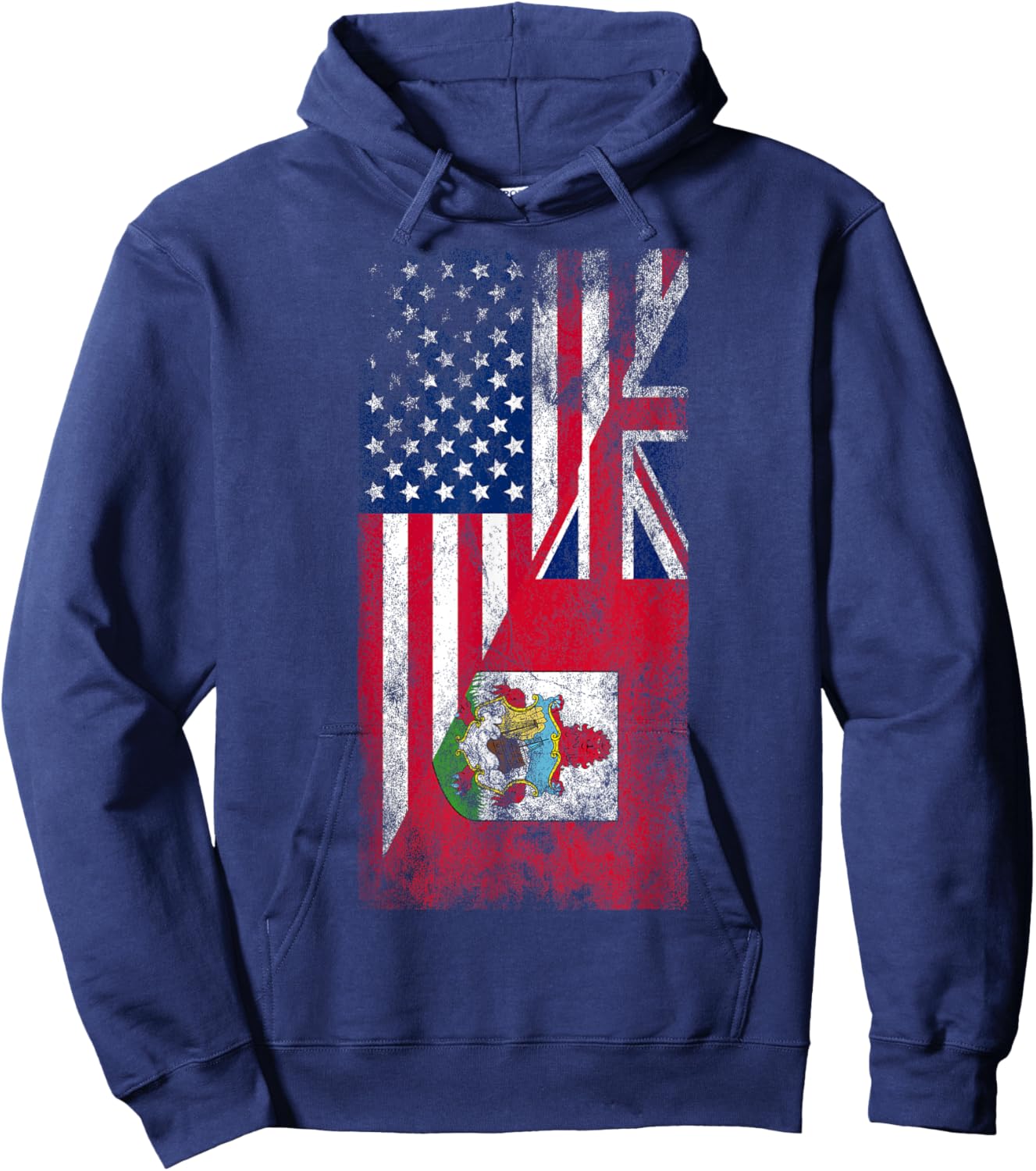 USA & Bermuda Flags - United States of America, Bermudan Hoodie - Hoodie | Navy