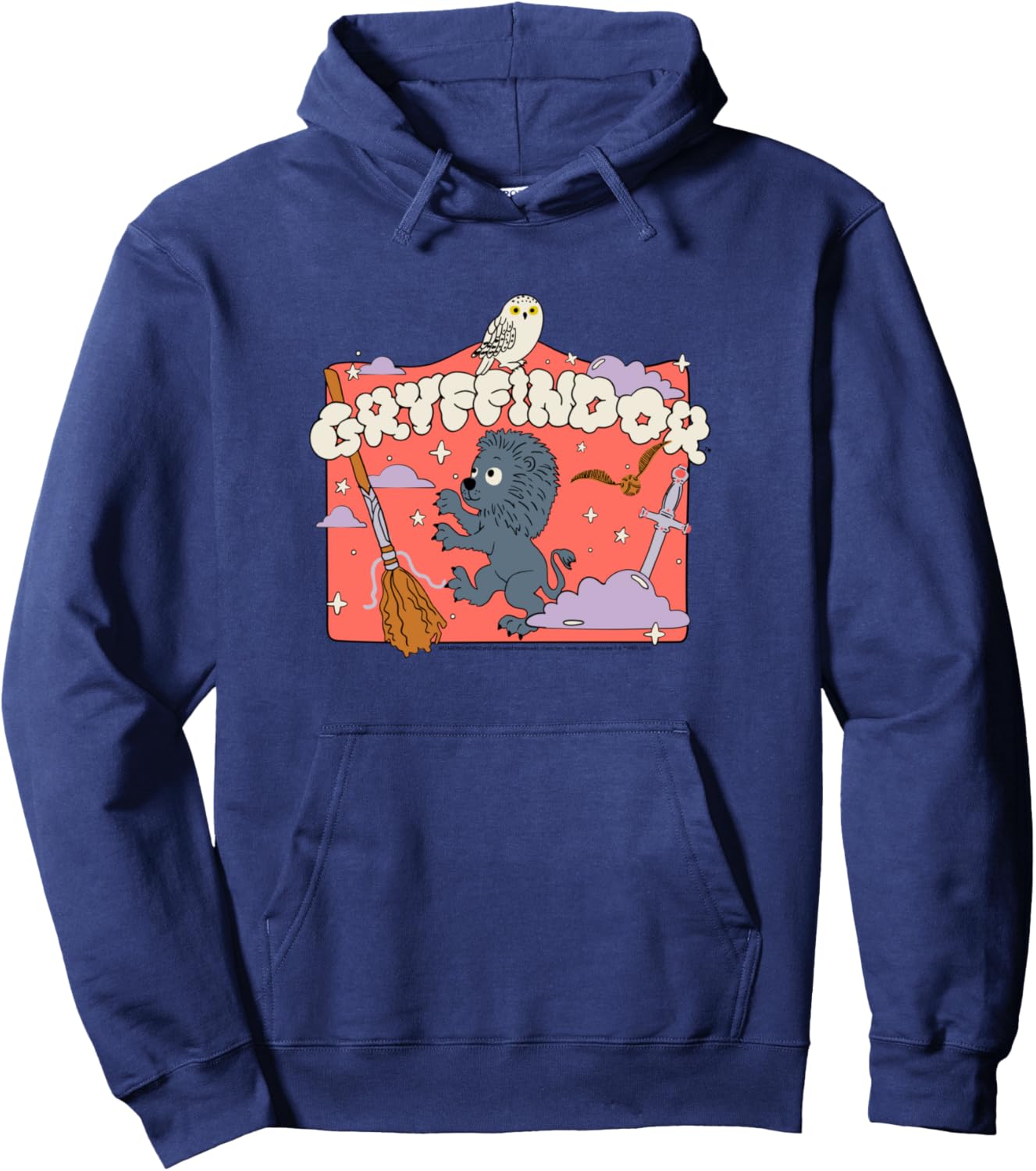 Amazon Essentials Harry Potter Hogwarts Gryffindor House Cartoon Scene Hoodie - Hoodie | Navy