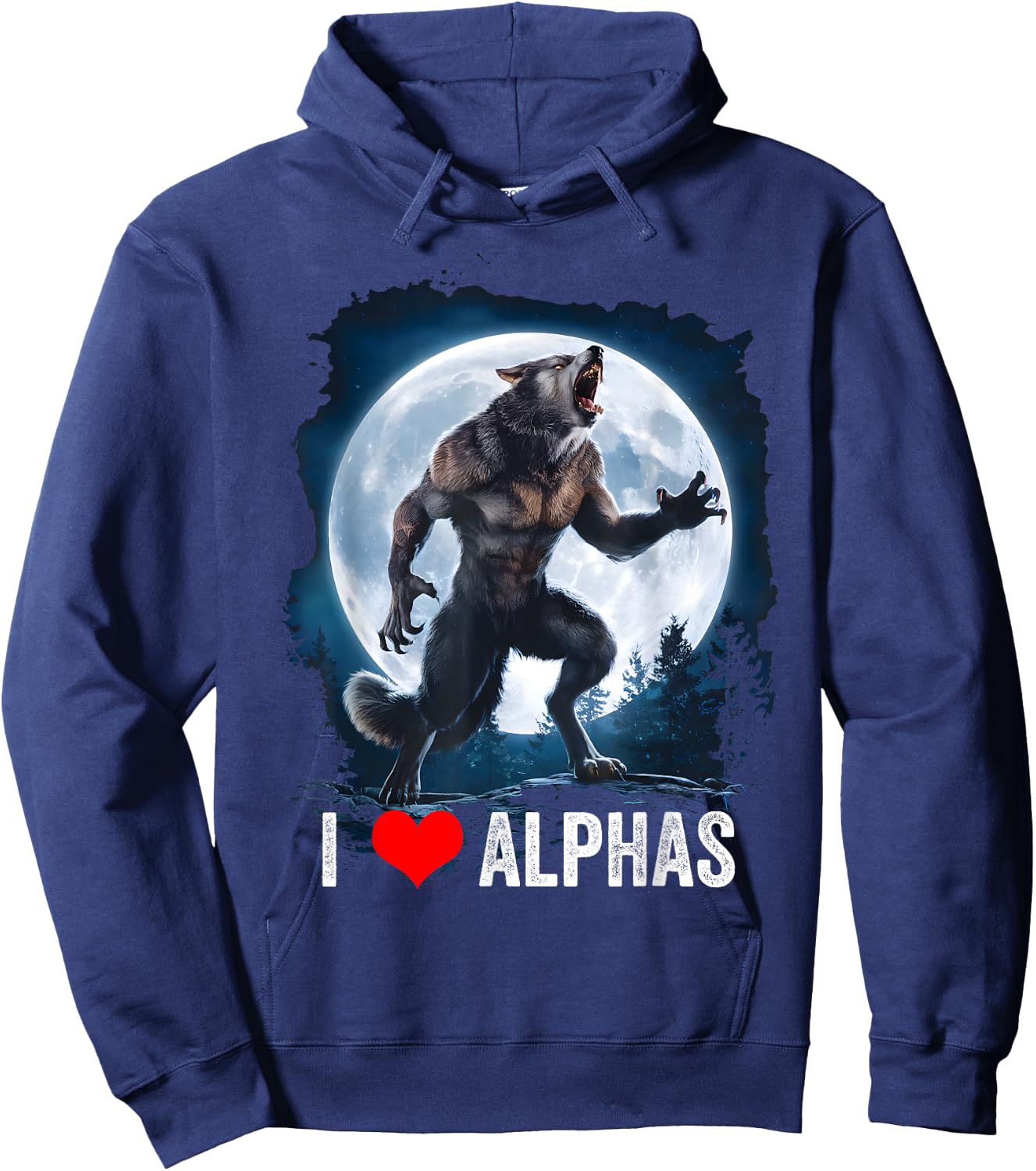Funny Cringe Werewolf Wolf Meme I Heart Alphas I Love Alphas Hoodie - Hoodie | Navy