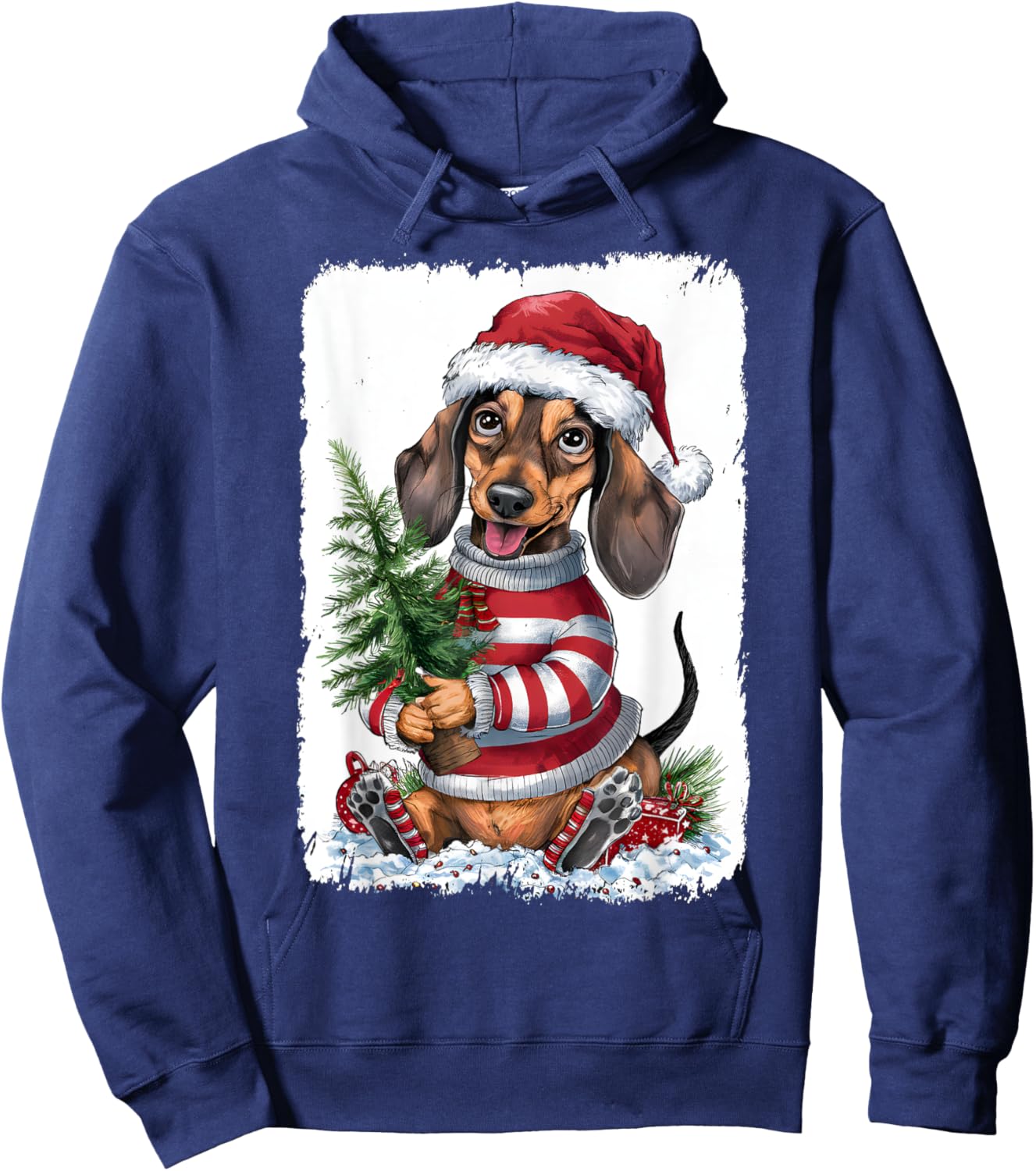Christmas Dachshund Dog , Black, S Hoodie - Hoodie | Navy