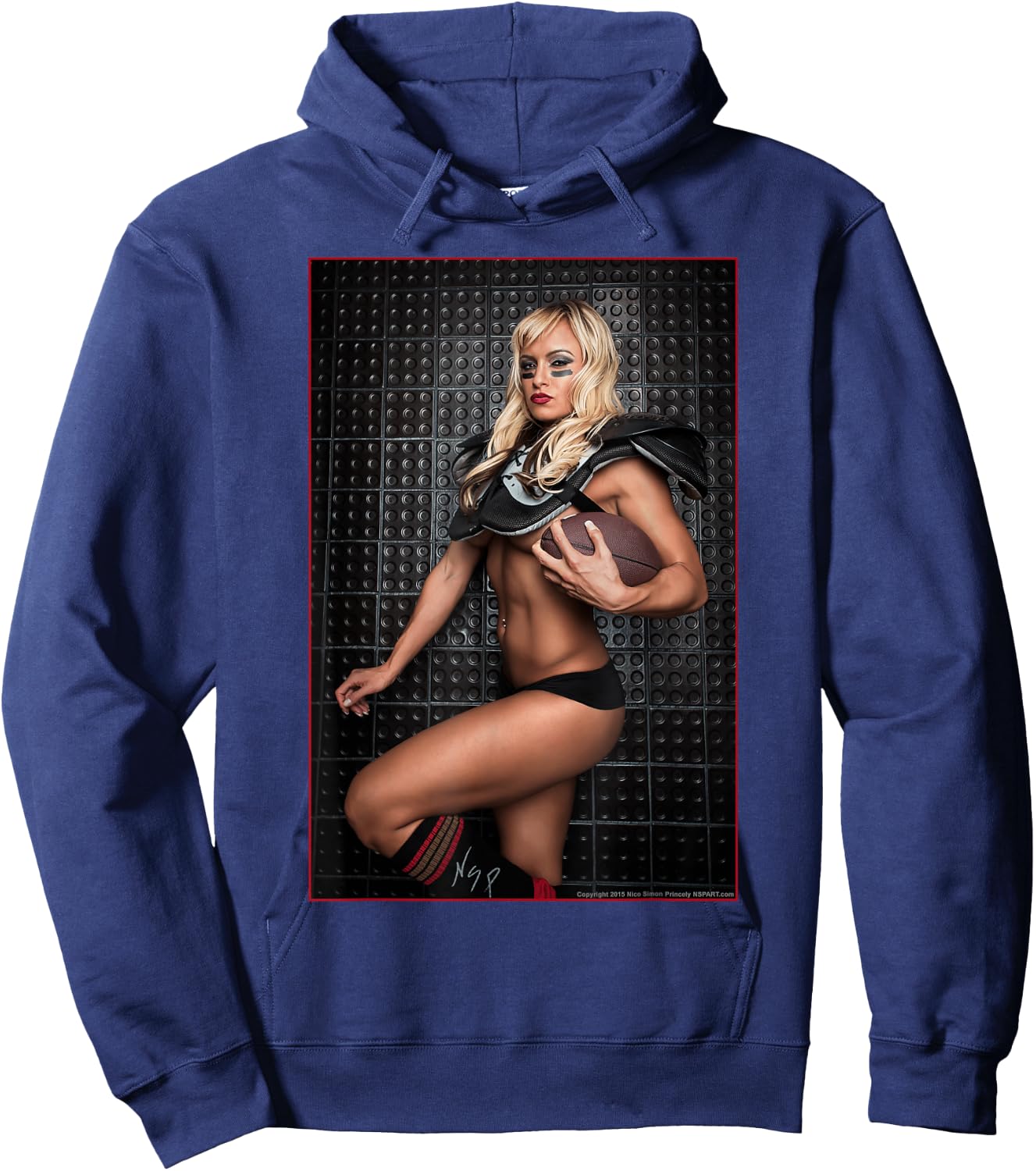 Pinup Girl T Shirt - Lauren Fogle Football Pin Up Hoodie - Hoodie | Navy