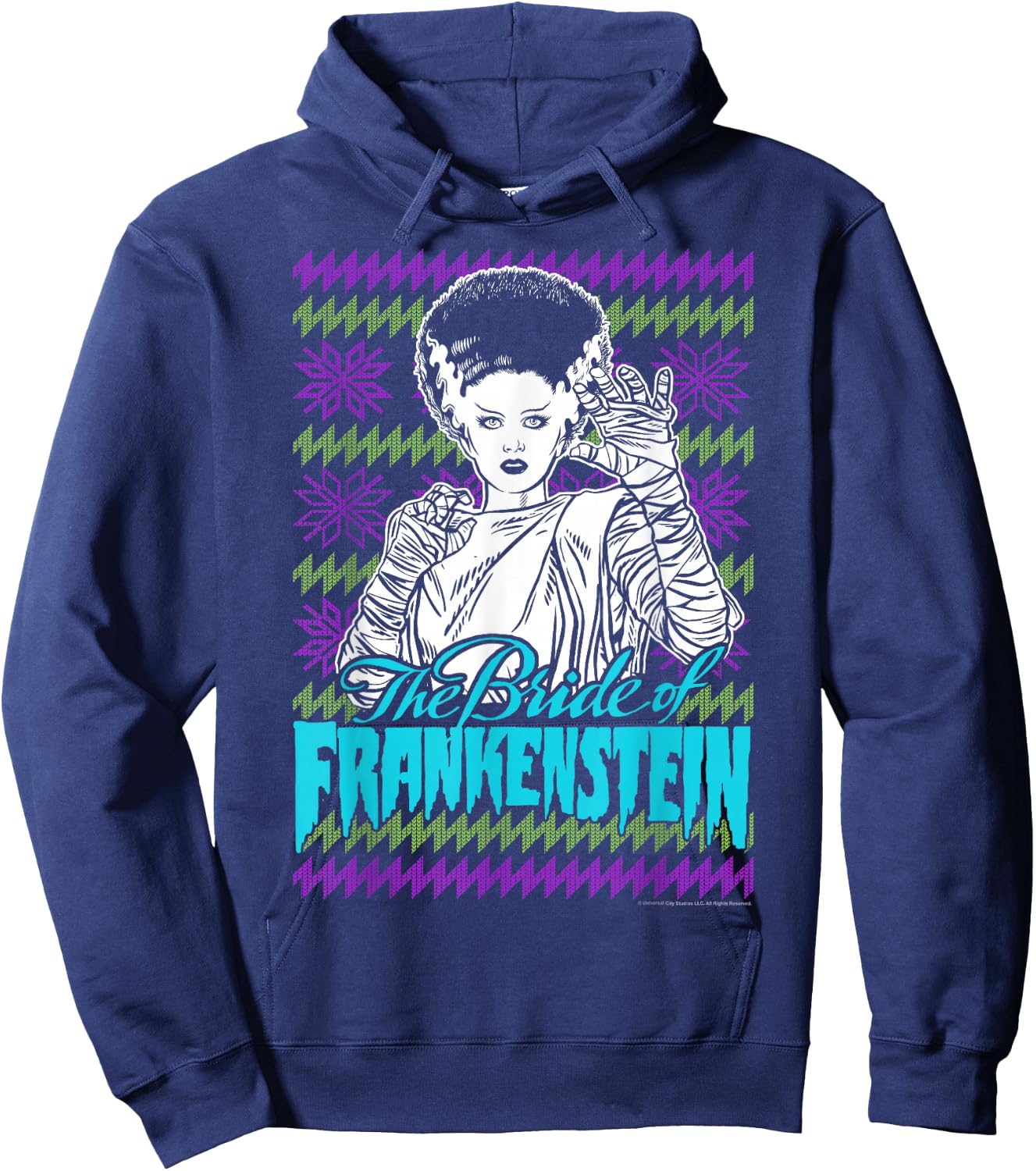 Universal Monsters Christmas The Bride Of Frankenstein C2 Hoodie - Hoodie | Navy