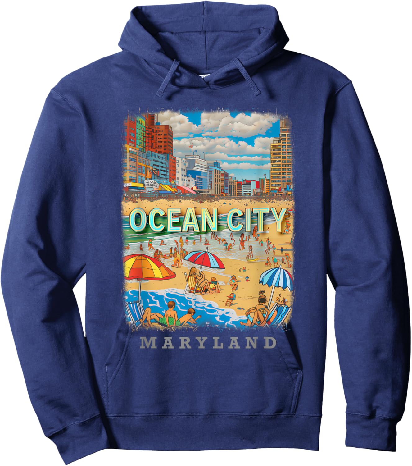 Ocean City Maryland MD Beachfront Bliss SD527 Hoodie - Hoodie | Navy