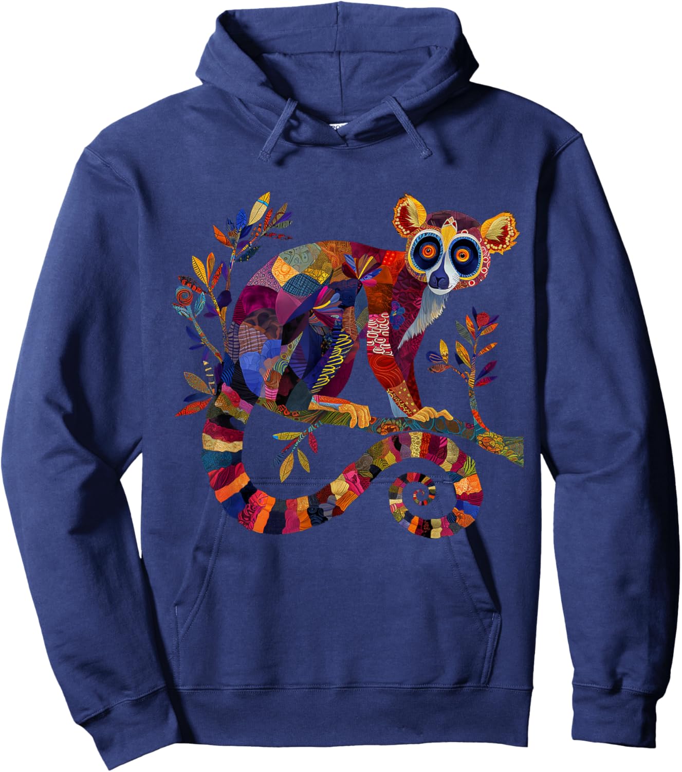 Lemur Floral Vintage Flower Pattern Monkey Lemur Lover Hoodie - Hoodie | Navy