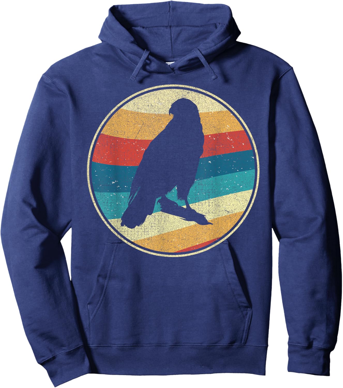 Vintage Hawk 80s 90s Retro Distressed Bird Nerds Hoodie - Hoodie | Navy