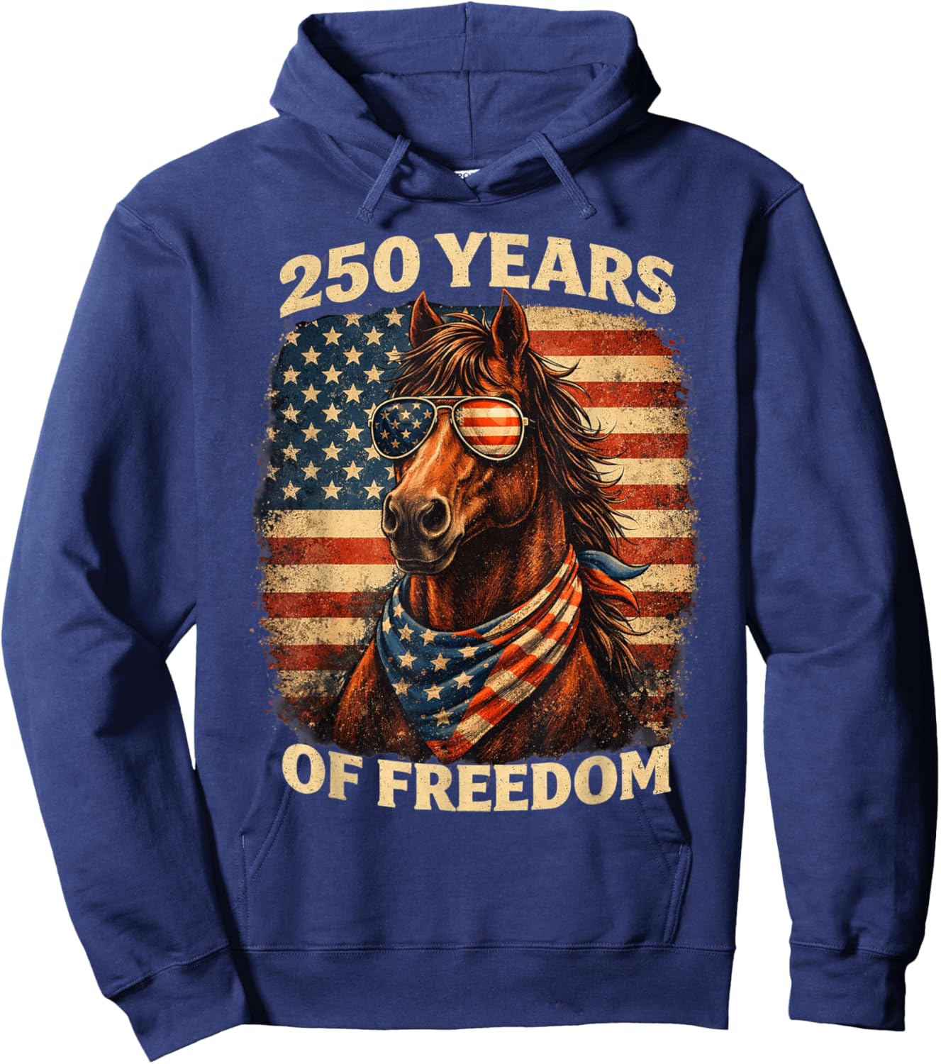 Horse 250Th Anniversary America 4th of July Horse Hoodie - Hoodie | Navy