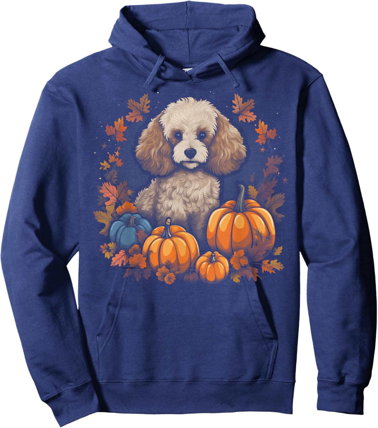 Poodle Dog - Pumpkin Thanksgiving Fall Halloween Hoodie - Hoodie | Navy