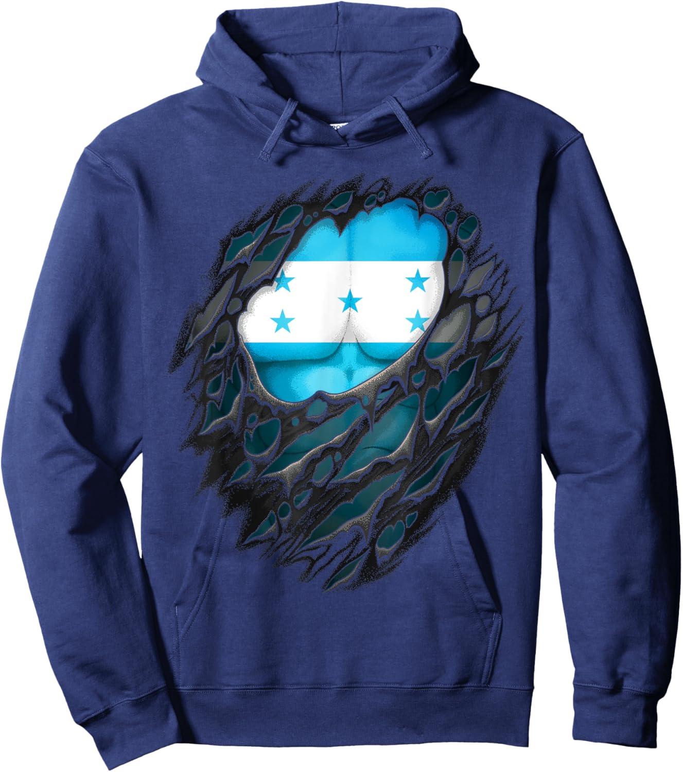 Proud Honduran Roots Heritage Torn Ripped Honduras Flag Hoodie - Hoodie | Navy