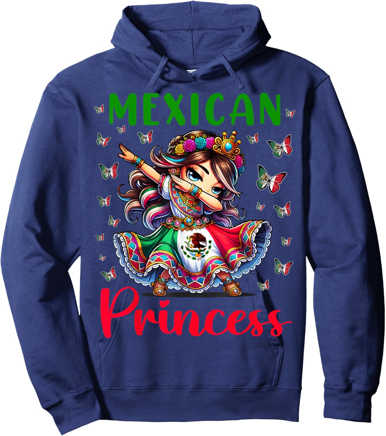 Mexican Princess Flag Latina Mexicana for Girls Kids Hoodie - Hoodie | Navy