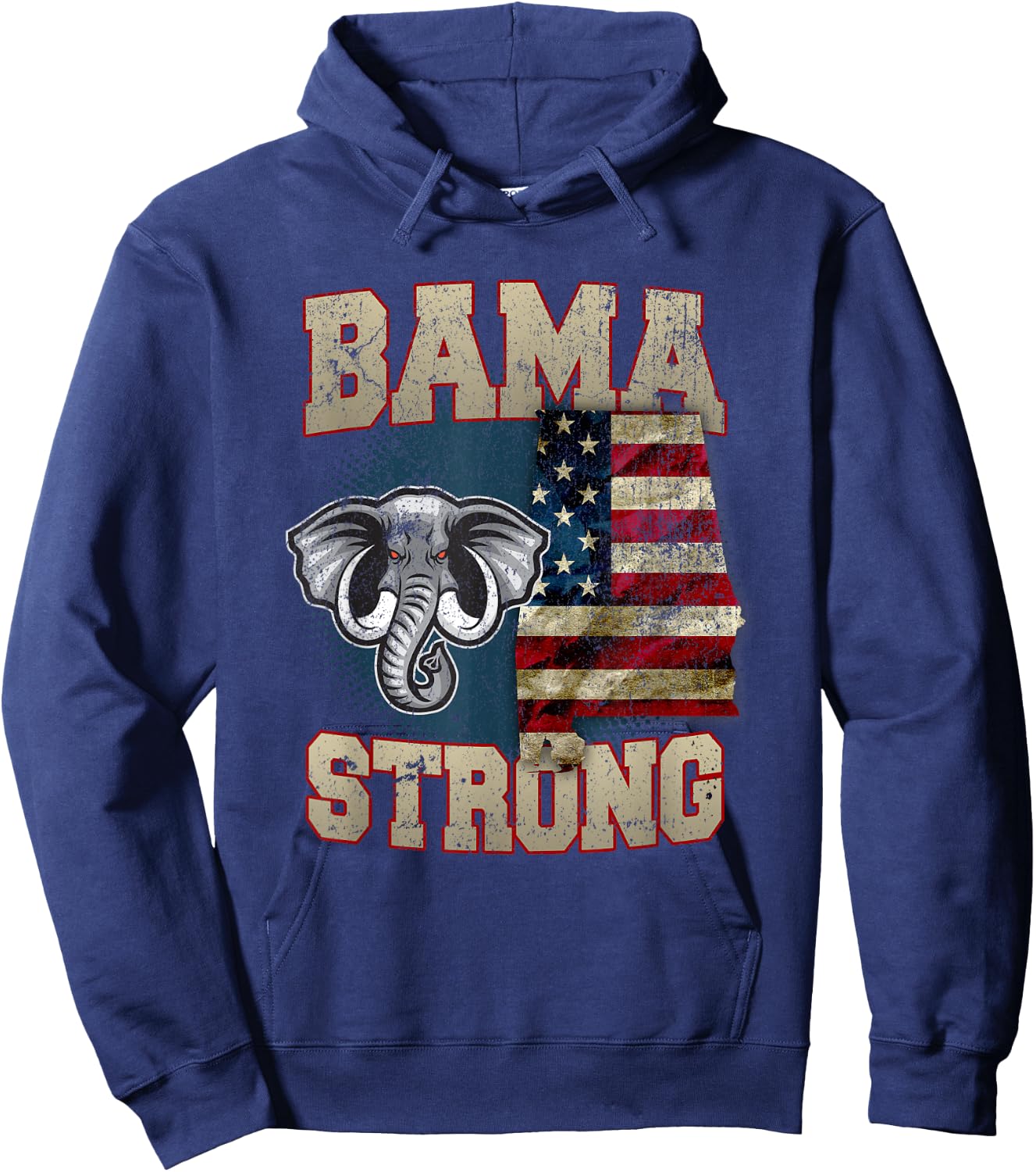 Bama Strong Alabama State With USA Flag Overlay Hoodie - Hoodie | Navy