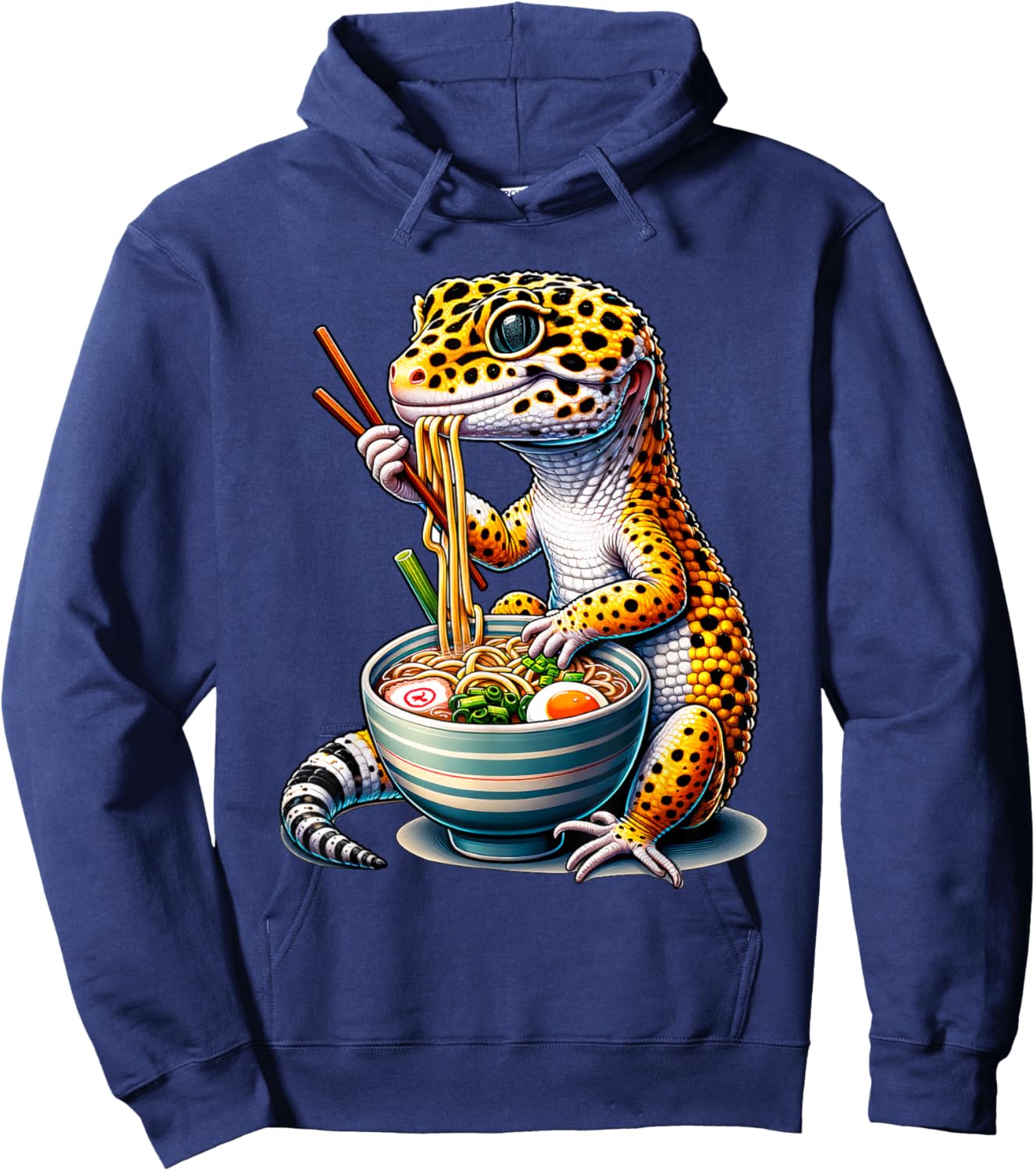 Leopard Gecko Ramen Eating Noodles Bowl Yummy Gecko Hoodie - Hoodie | Navy