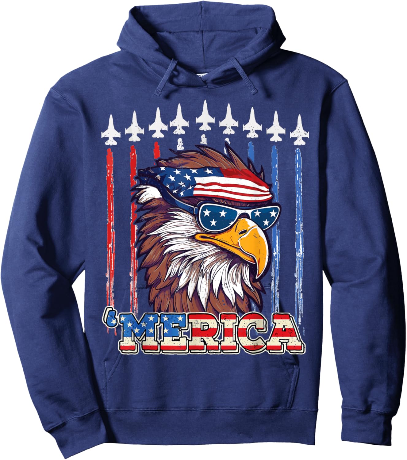 Merica Patriotic Eagle USA flag 4th of july Eagle mullet Hoodie - Hoodie | Navy