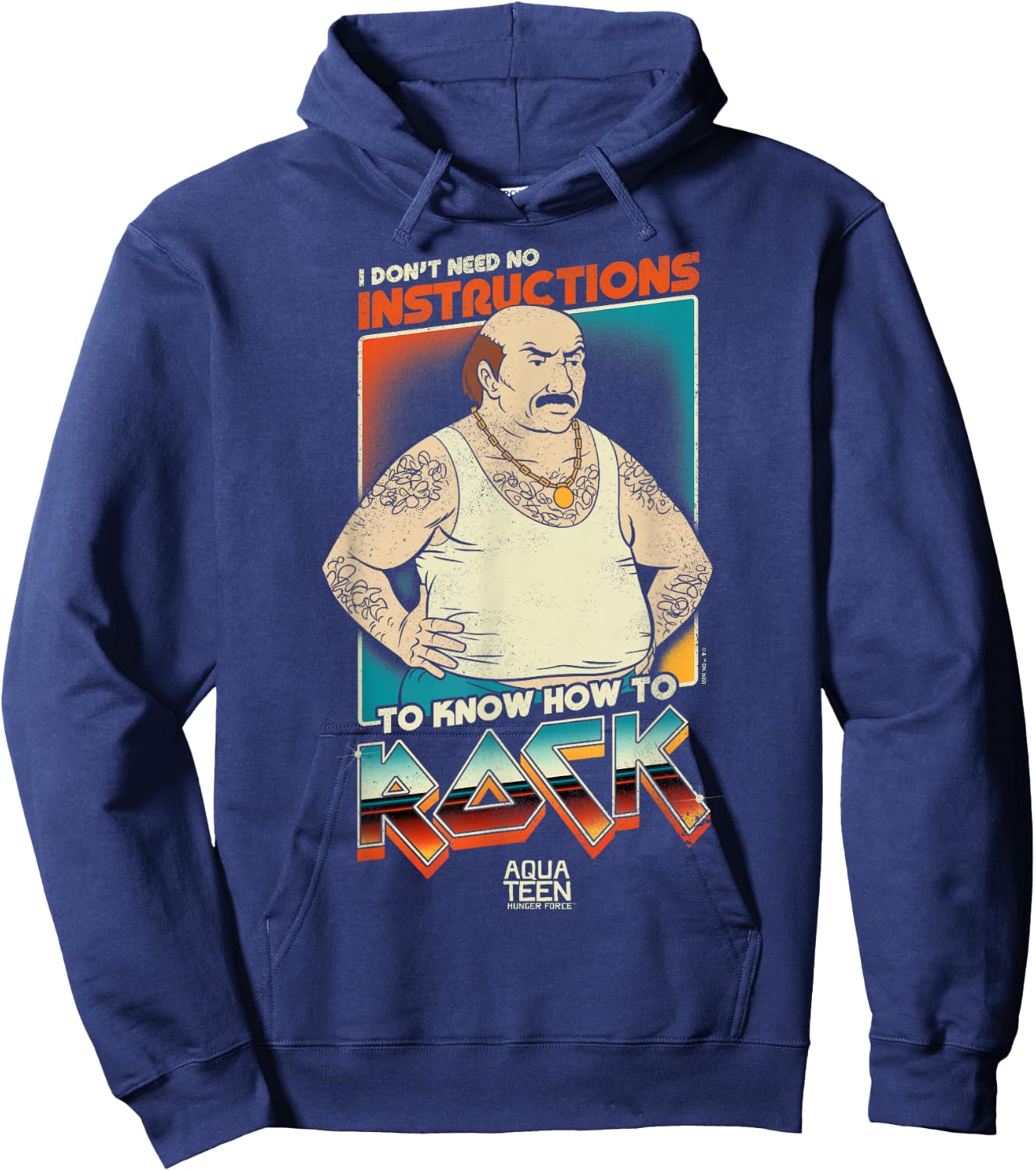 Aqua Teen Hunger Force Carl Don't Need Instructions to Rock Small Hoodie - Hoodie | Navy