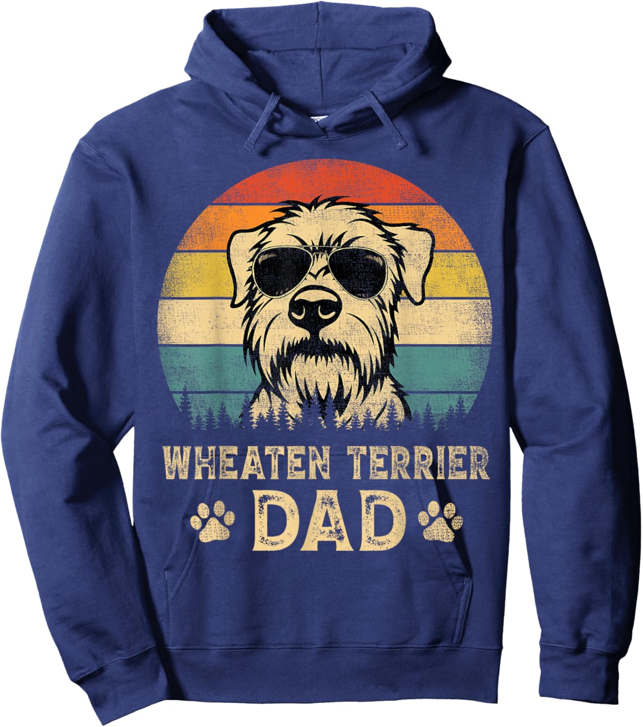 Vintage Wheaten Terrier Dad Dog Lovers Father's Day Hoodie - Hoodie | Navy
