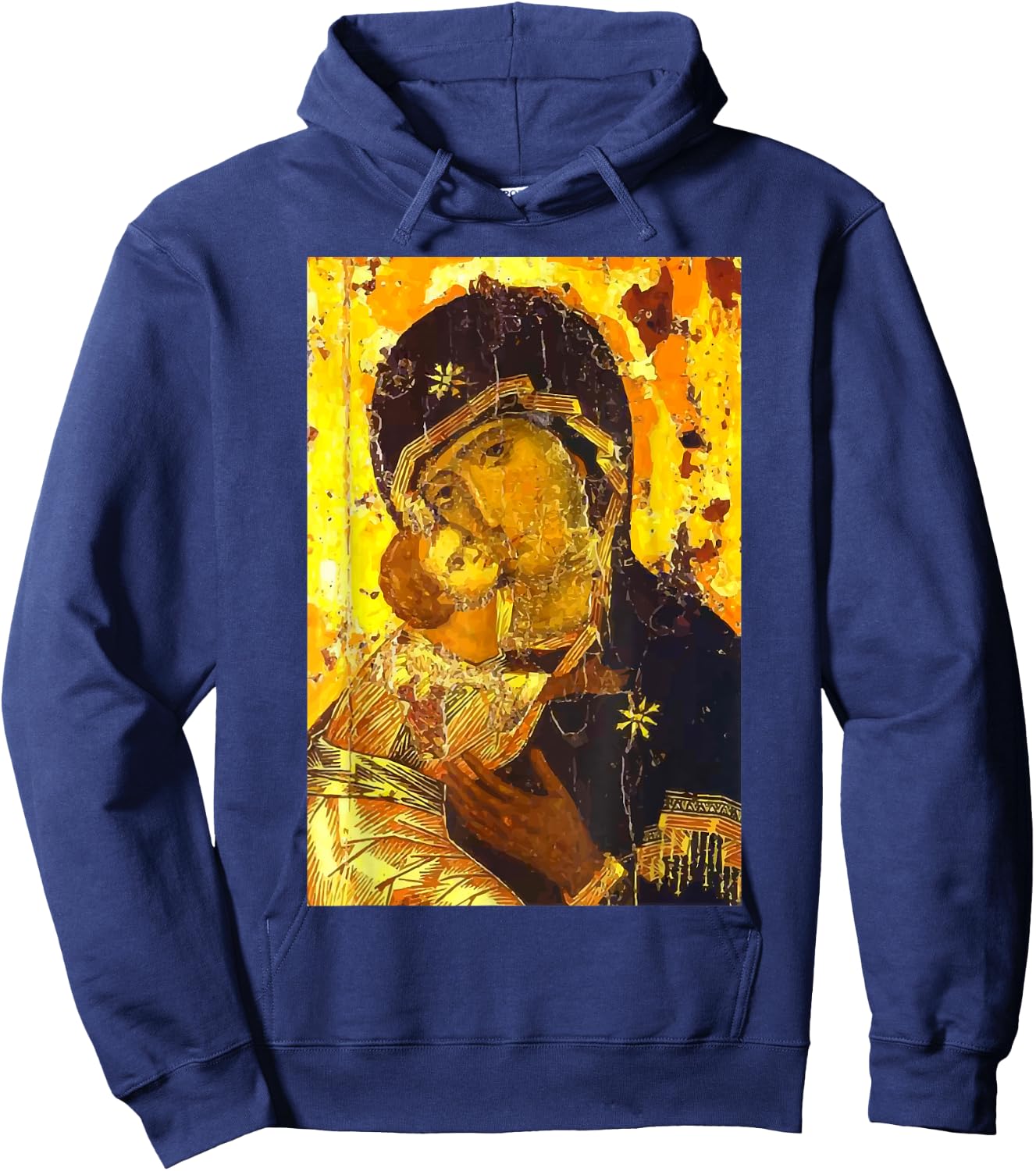 Theotokos Icon Mother of God Our Lady of Vladamir Icon Hoodie - Hoodie | Navy