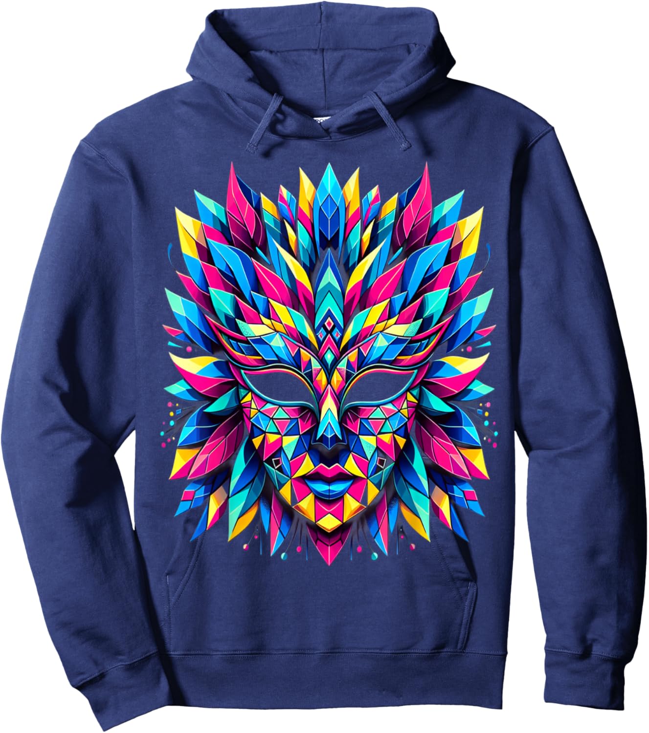 Retro Carnival Mask Brazil Rio , Black, S Hoodie - Hoodie | Navy