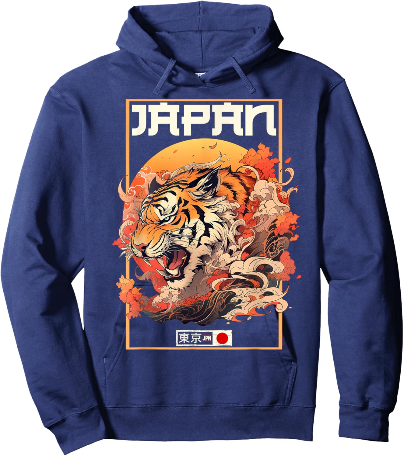 Tokyo Asian inspired vintage style 80s retro Japanese Tiger Hoodie - Hoodie | Navy