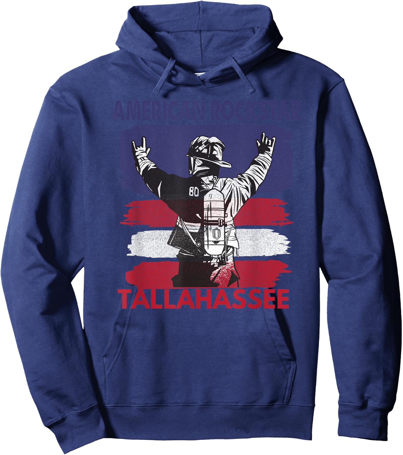 American Rockstar Tallahassee Florida Gift Firefighter Hoodie - Hoodie | Navy