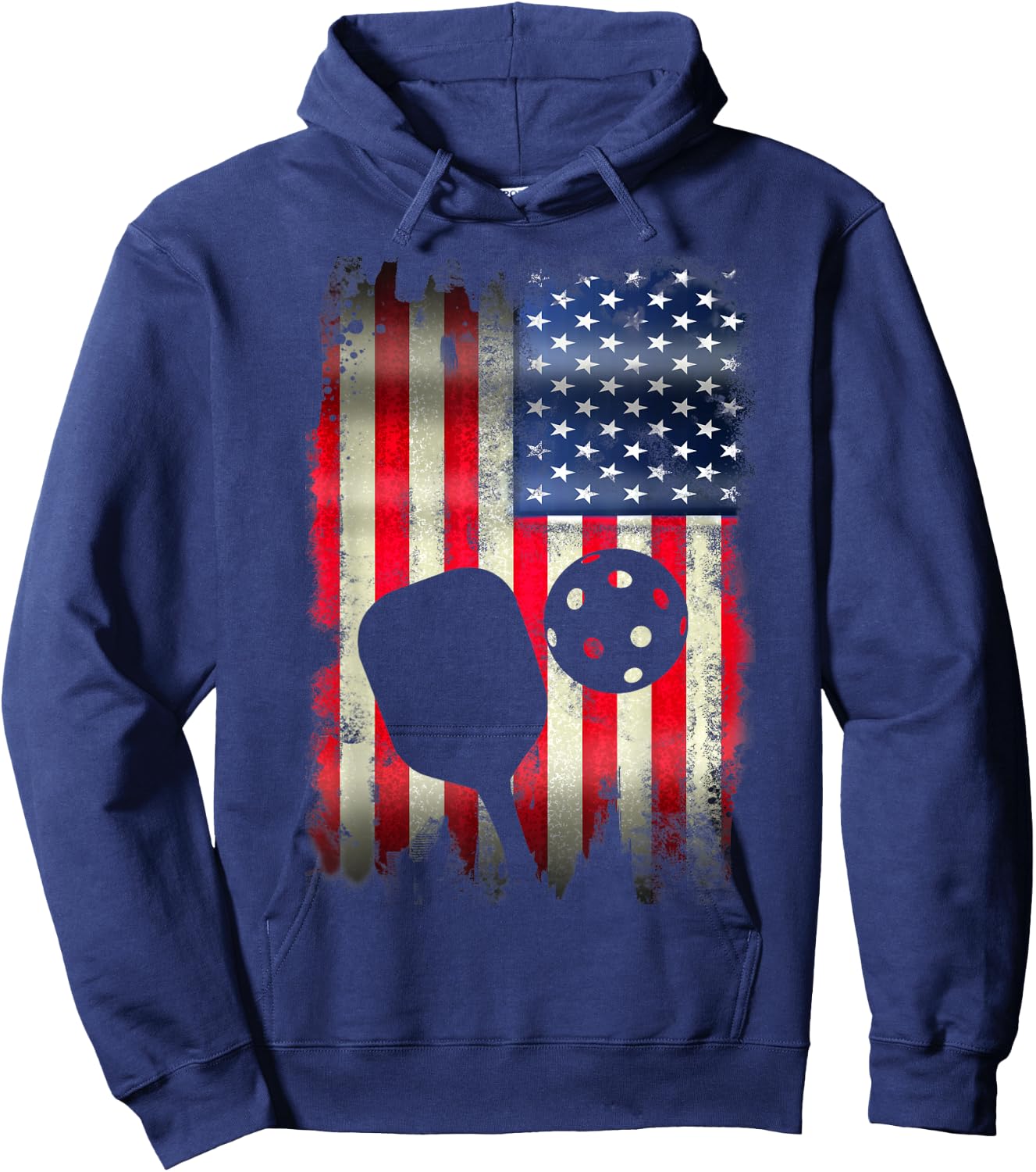 Pickleball Patriotic USA American Flag 4th of July Hoodie - Hoodie | Navy