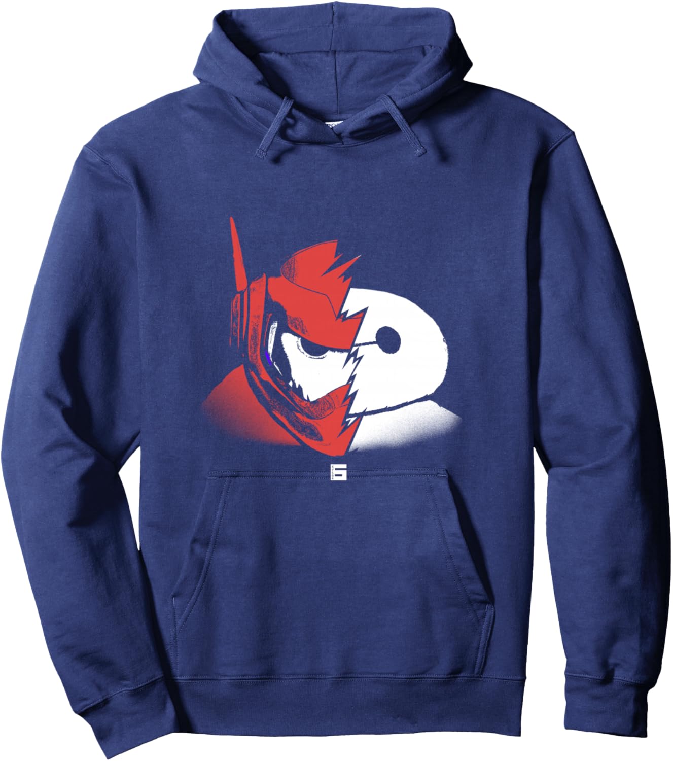 Disney Big Hero 6 Baymax Split Face Epic Shot Distressed Hoodie - Hoodie | Navy