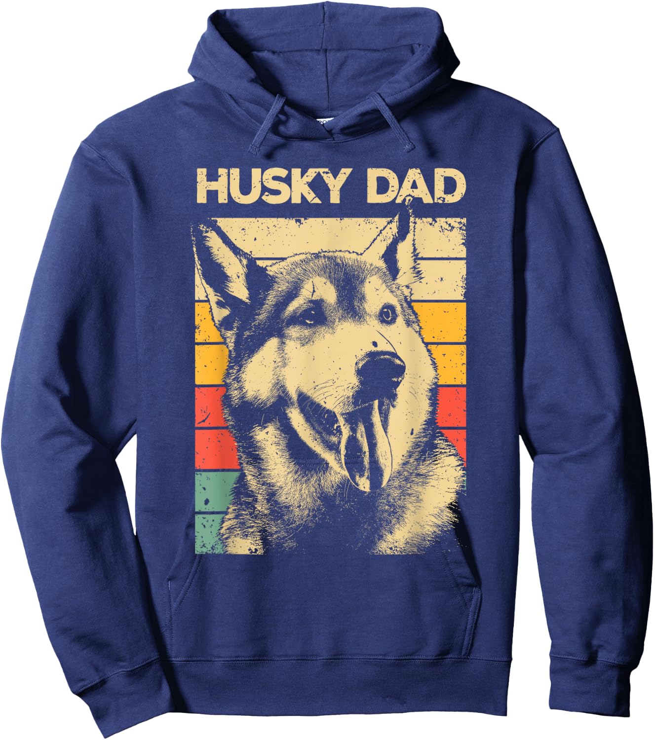 Husky Dad Art For Father Men Husky Lover Siberian Husky Dog Hoodie - Hoodie | Navy