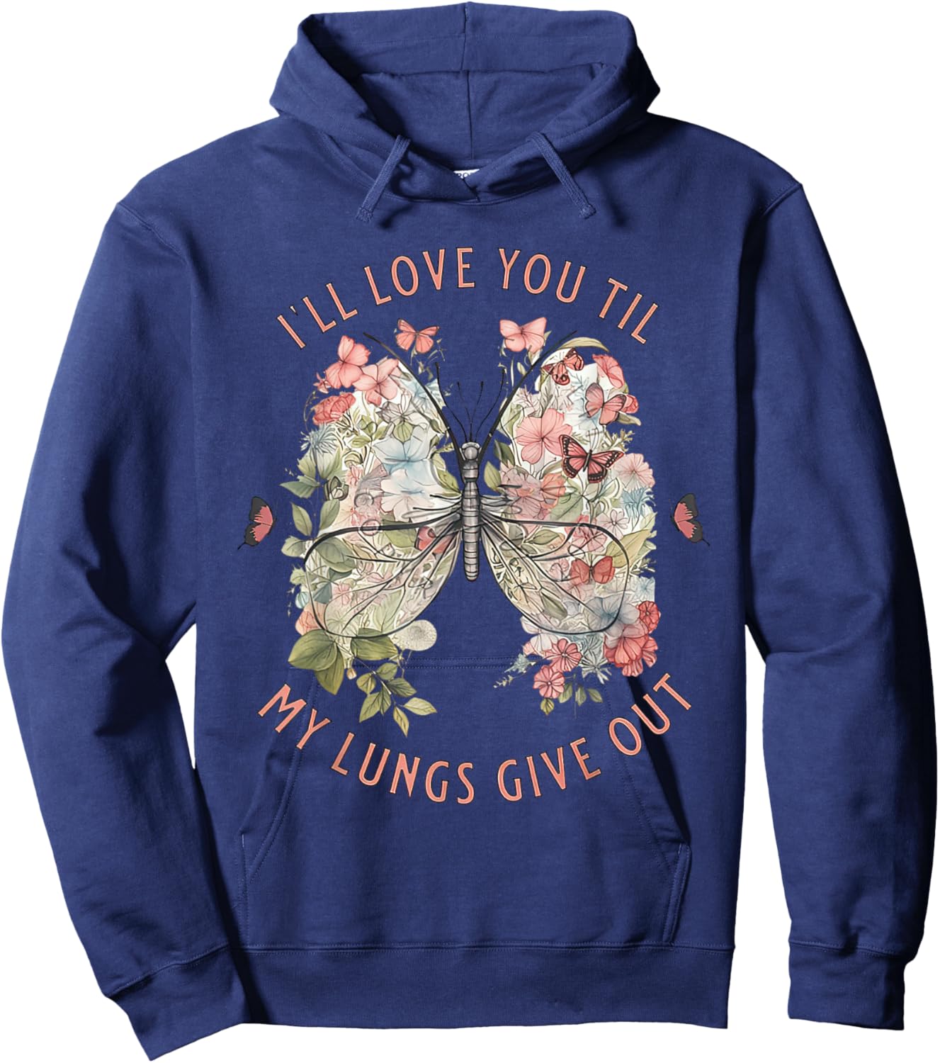 I'll Love You Til My Lungs Give Out, All Yourn Butterfly Hoodie - Hoodie | Navy