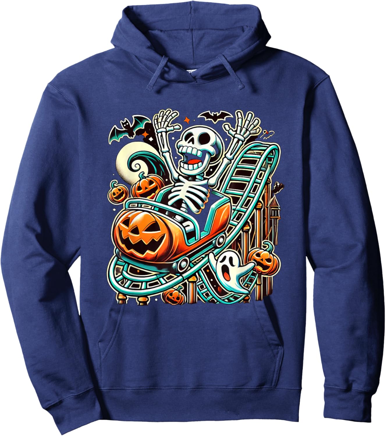 Halloween Skeleton Roller Coaster Hoodie - Hoodie | Navy