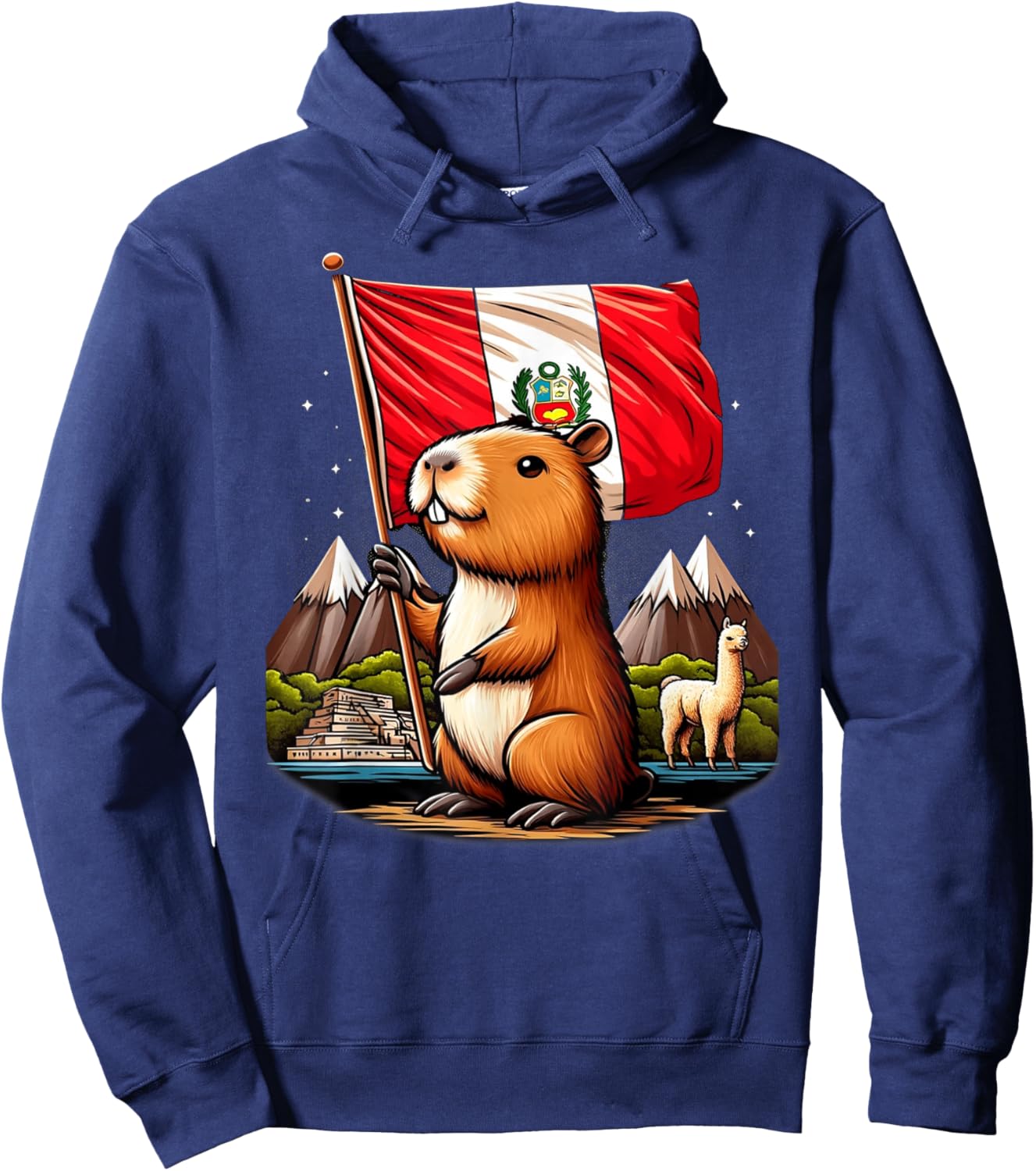 Peruvian Capybara Peru Flag - Ronsoco Fiestas Patrias Hoodie - Hoodie | Navy