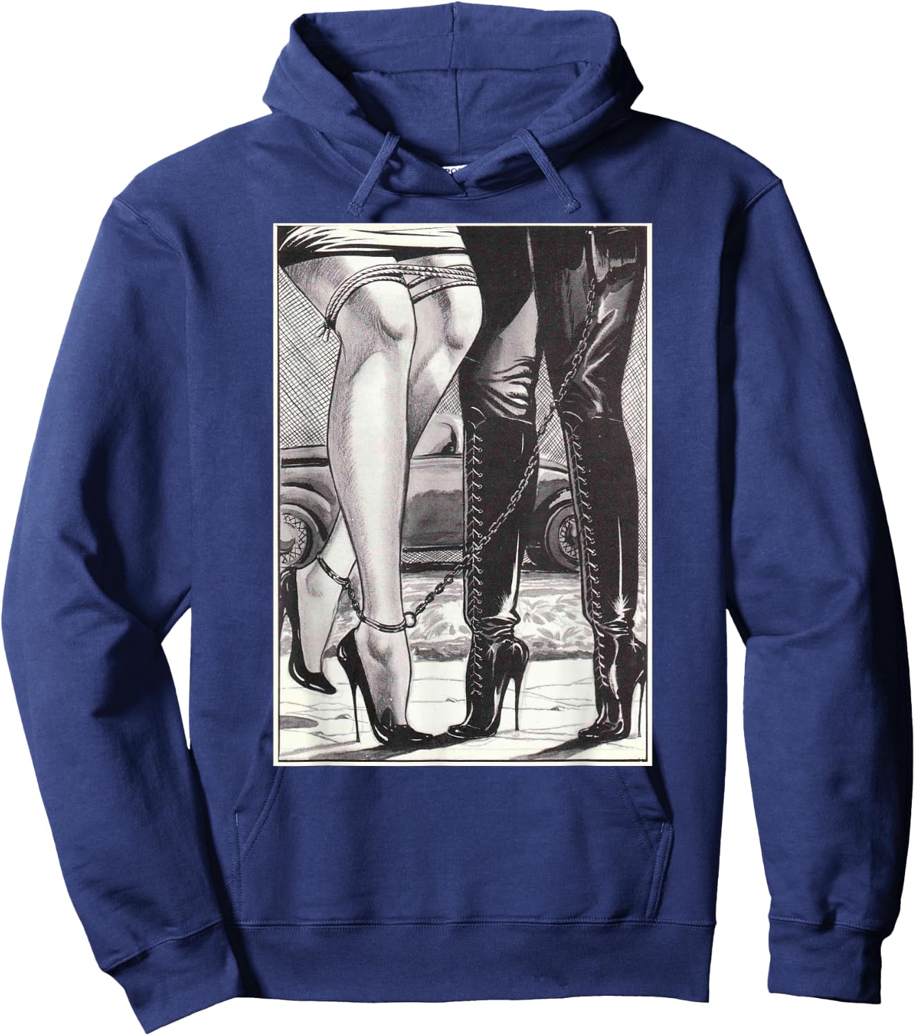 Hot Lesbian Rope Bondage Lovers Lesbian High Heel Dominatrix Hoodie - Hoodie | Navy