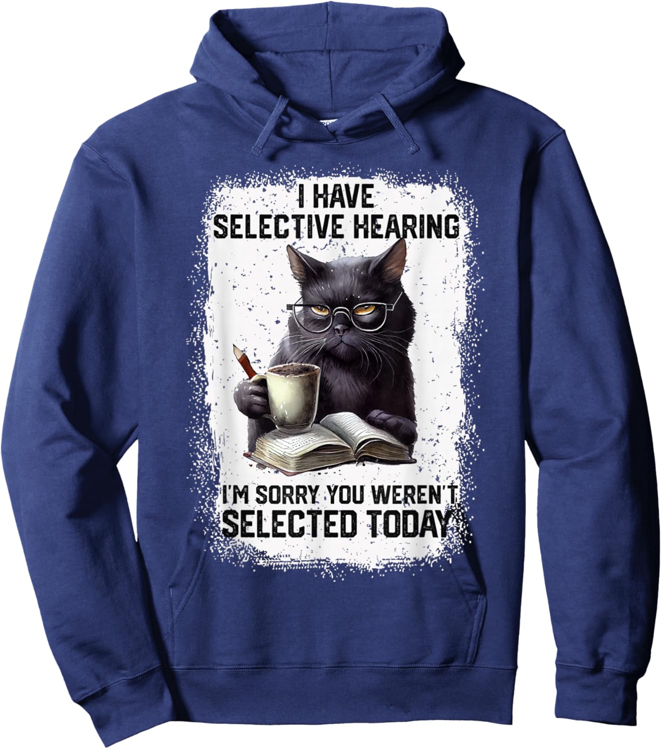 Funny Cat Sarcasm Humor Present Outfits -Adults Black Small Modern Short Sleeve Hoodie - Hoodie | Navy