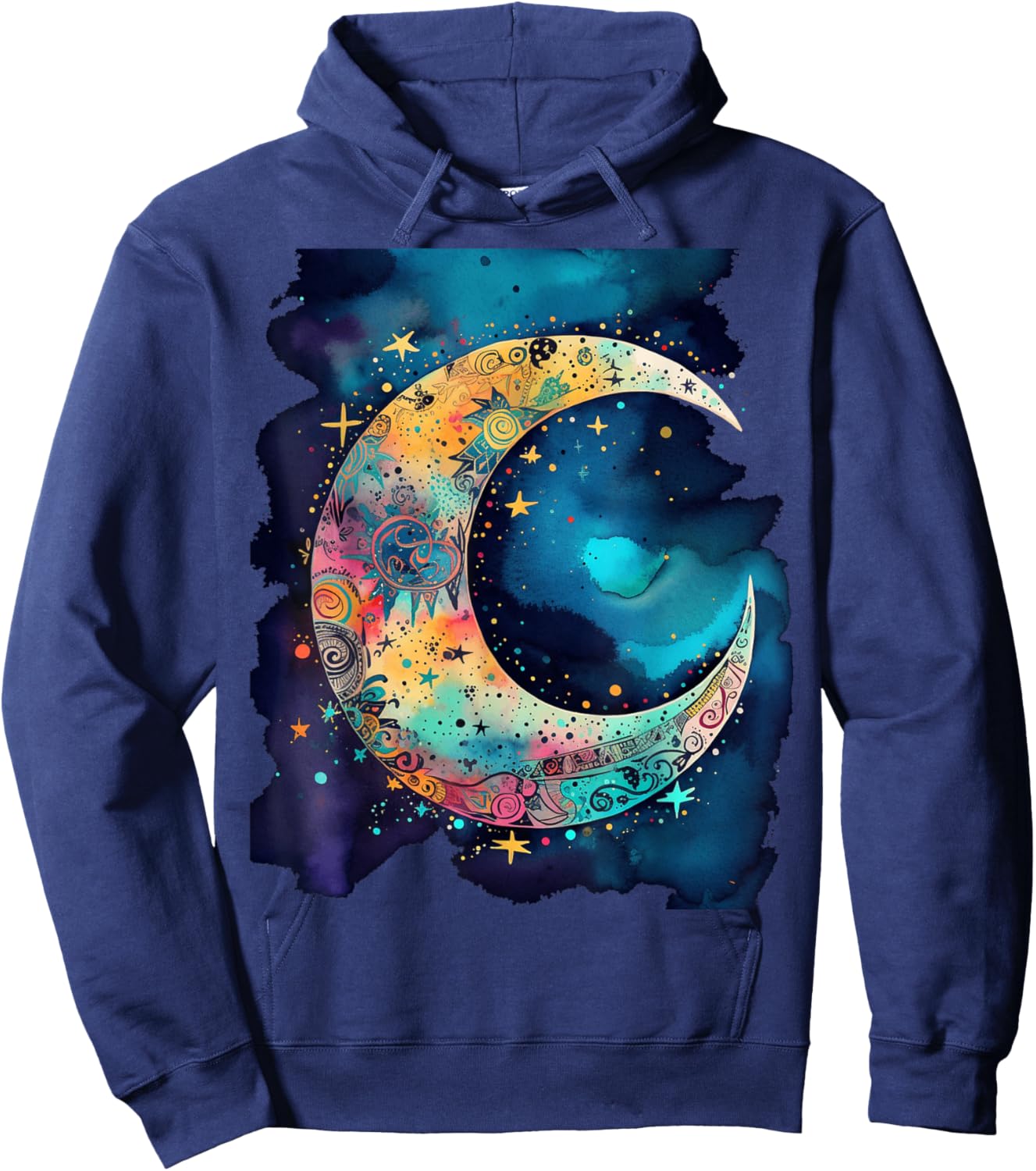 Crescent Moon with Stars abstract Bohemian Style Women Girls Hoodie - Hoodie | Navy