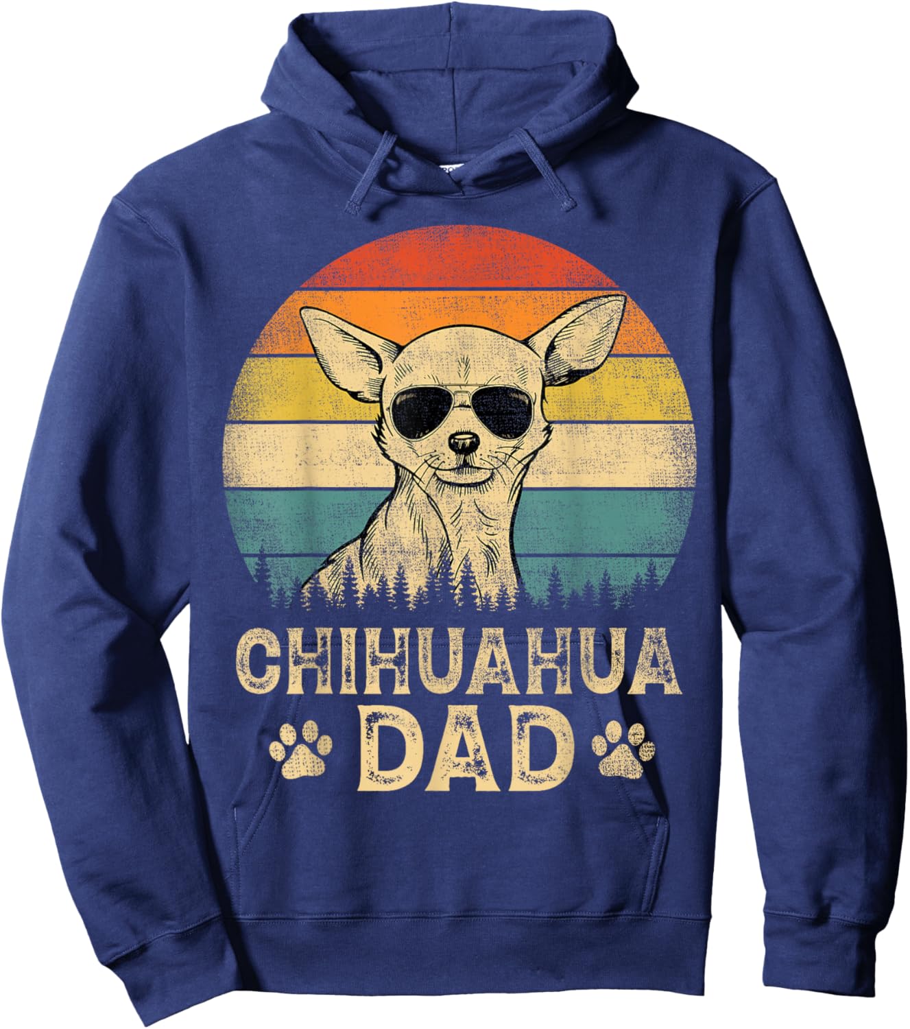 Vintage Chihuahua Dad Dog Lovers Father's Day Hoodie - Hoodie | Navy