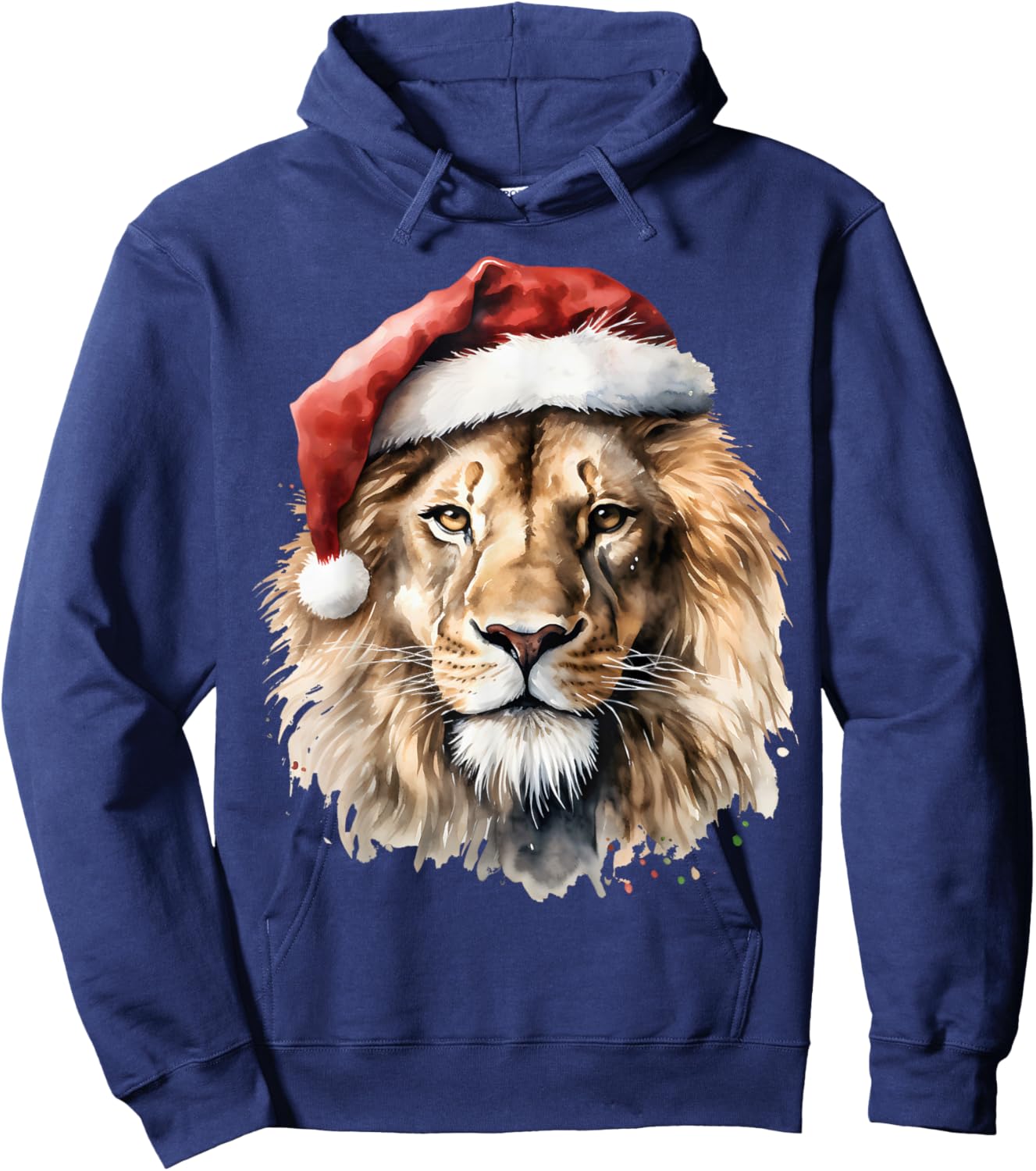 Lion Lover Santa Hat Christmas Zoologist Pajamas Xmas wild Hoodie - Hoodie | Navy