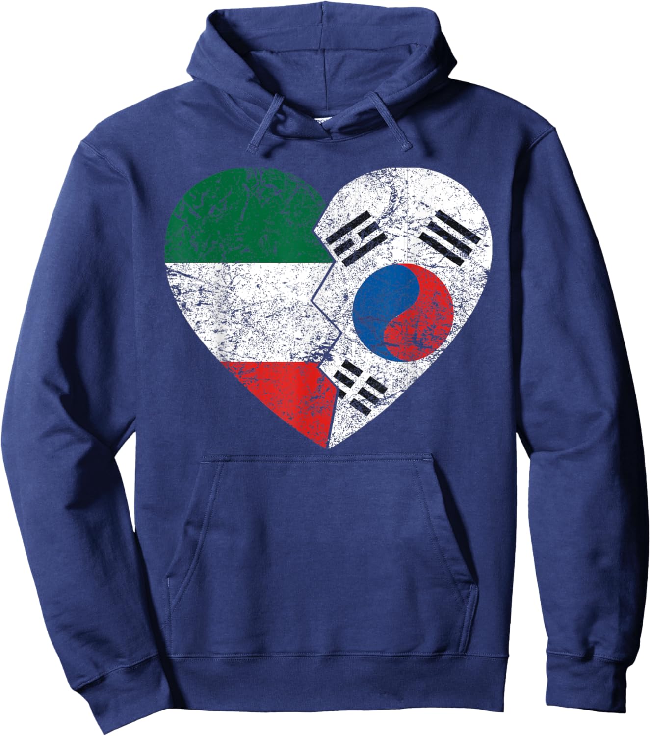 South Korean Italian Flags Heart | Italy South Korea Roots Hoodie - Hoodie | Navy