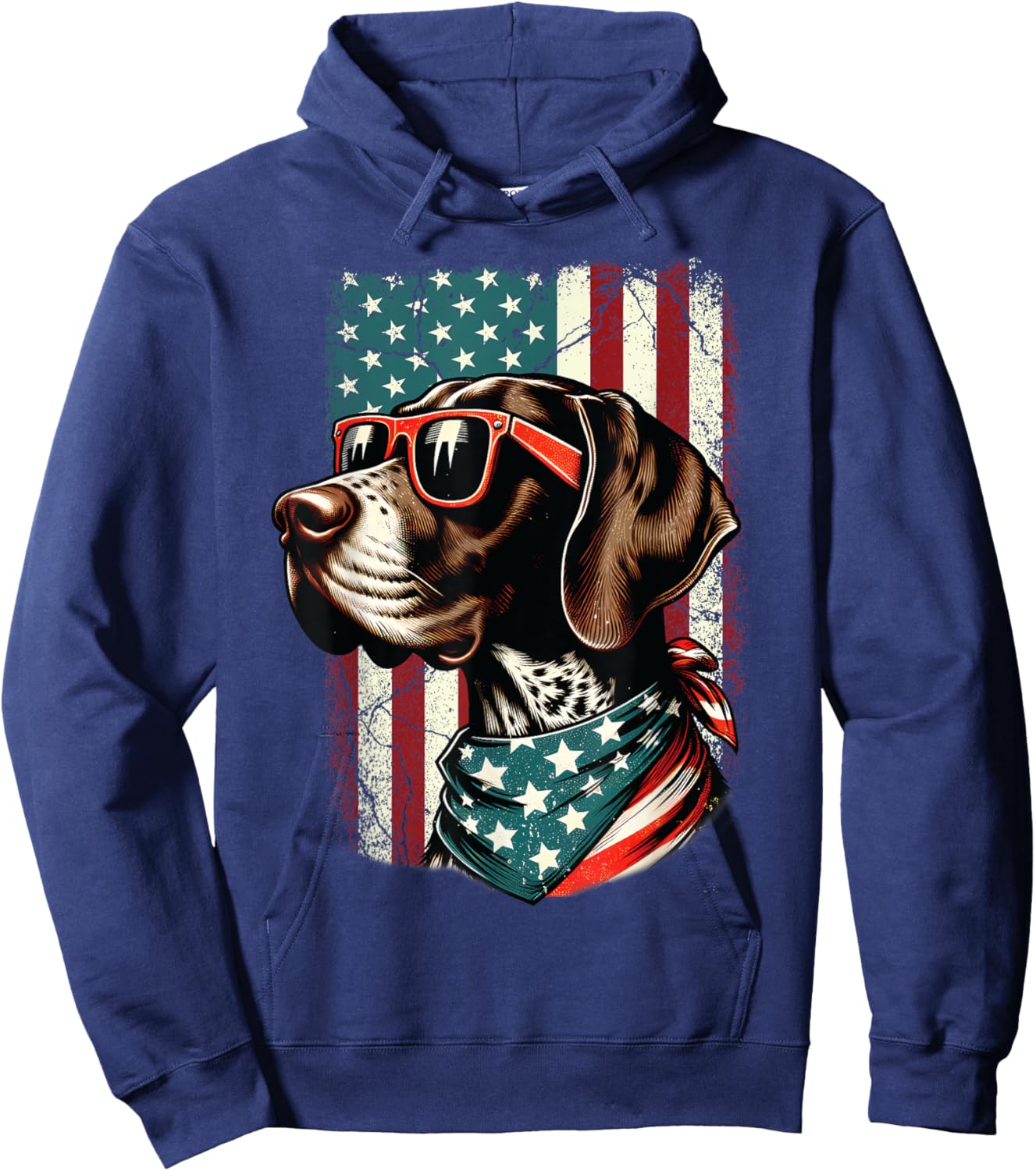 Patriotic German Shorthaired Pointer Dog 4th Of July USA Hoodie - Hoodie | Navy