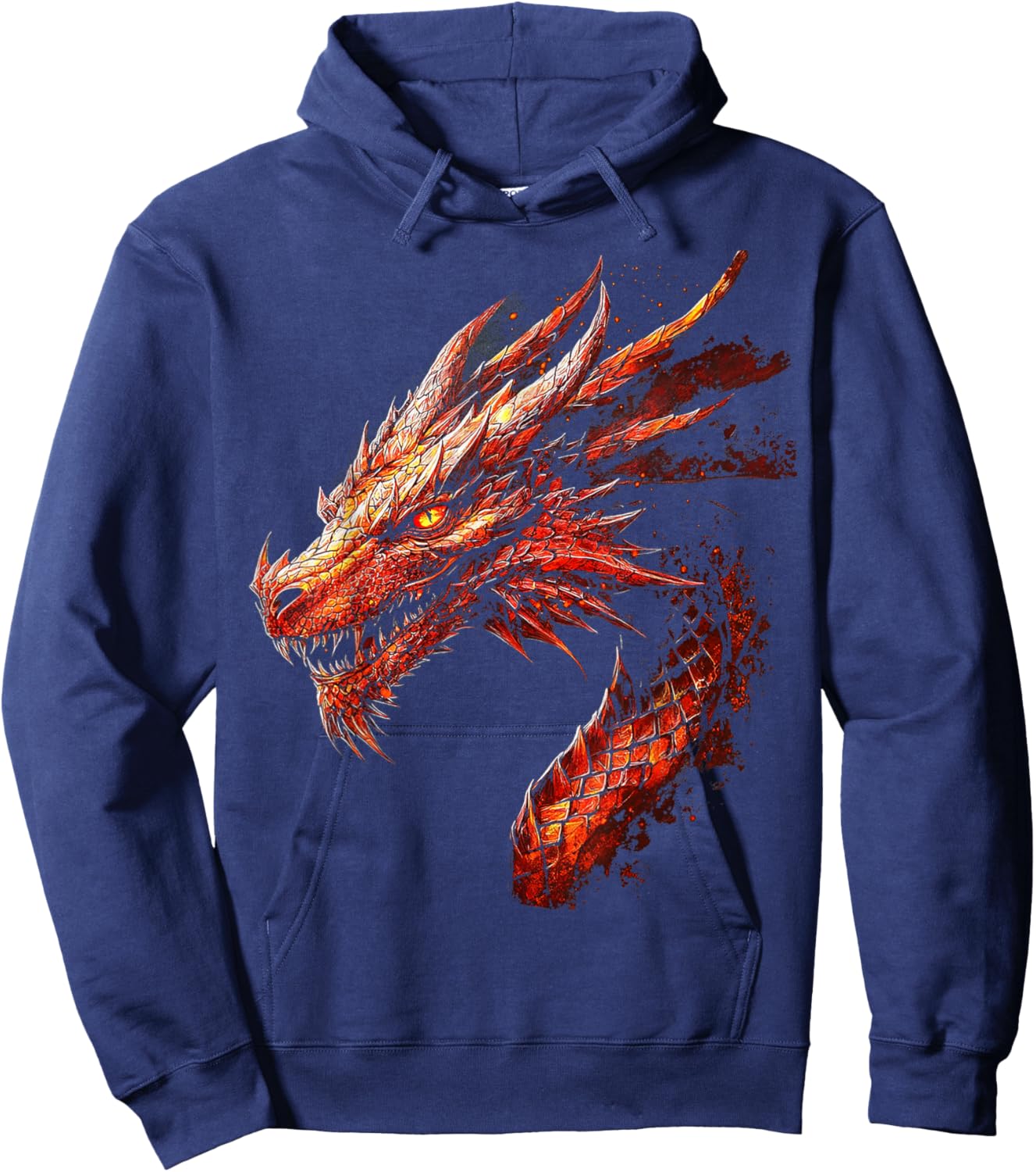 Red Dragon Pattern Mythical Art Red Dragon , Black, S Hoodie - Hoodie | Navy
