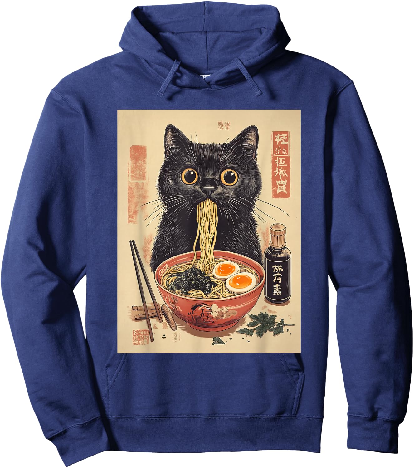 Kawaii Noodle Soup Anime Japanese Ramen Cat Girl Hoodie - Hoodie | Navy