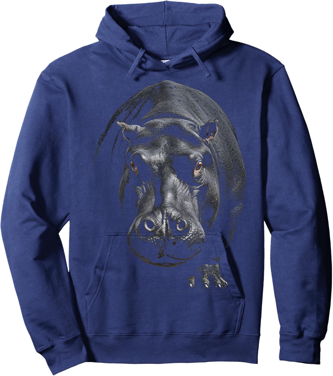 Hippo Portrait Art Animal Illustration Graphic Hippo Hoodie - Hoodie | Navy