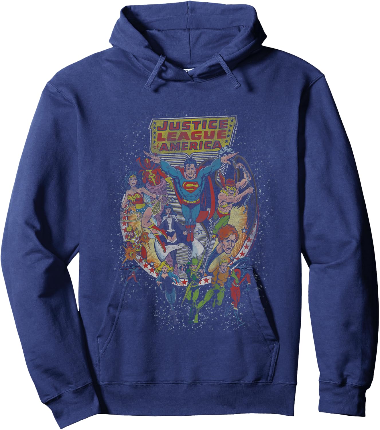 Kids DC Comics Justice League Group Shot Distressed Poster Hoodie - Hoodie | Navy