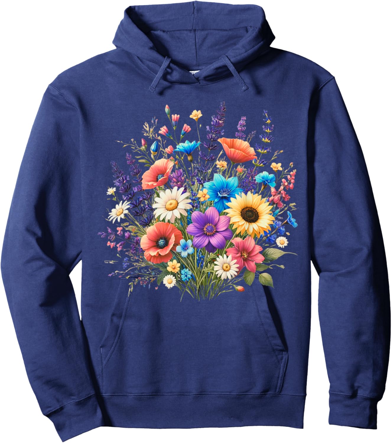 Wildflowers Flower Lover Floral Daisy Sunflower Botanical Hoodie - Hoodie | Navy