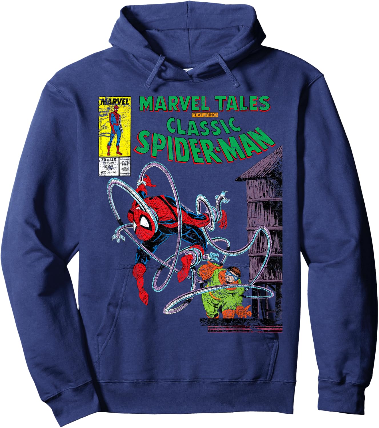 Marvel Spider-Man vs. Doctor Octopus Retro Comic Hoodie - Hoodie | Navy