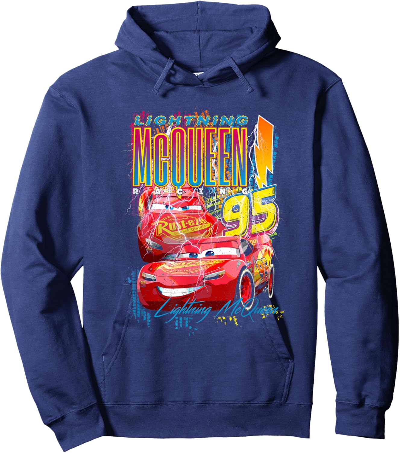 Disney Pixar Cars Lightning McQueen Racing Thunder Poster Hoodie - Hoodie | Navy