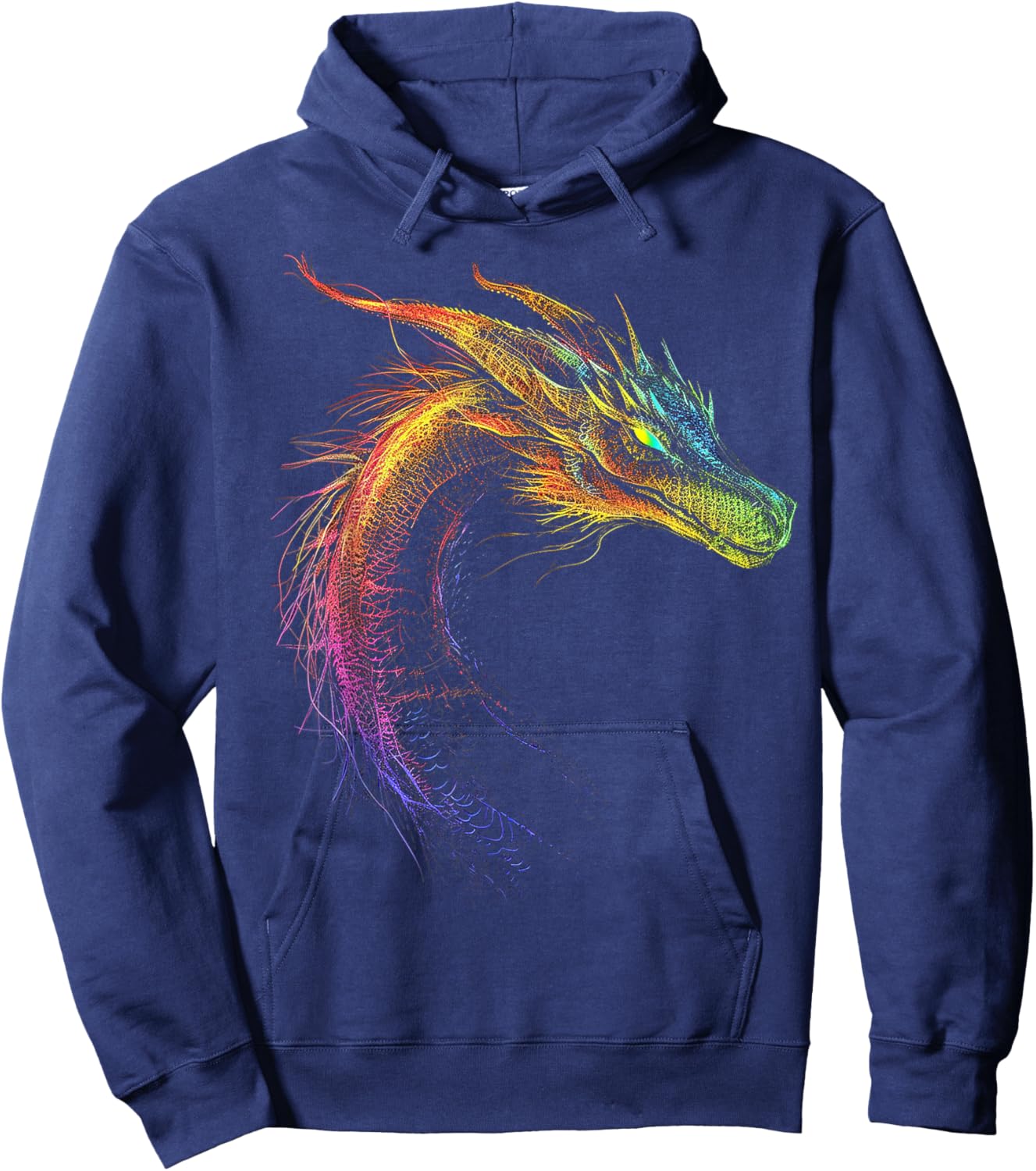 Dragon Drawing Colorful Animal Artwork Fantasy Dragon Hoodie - Hoodie | Navy