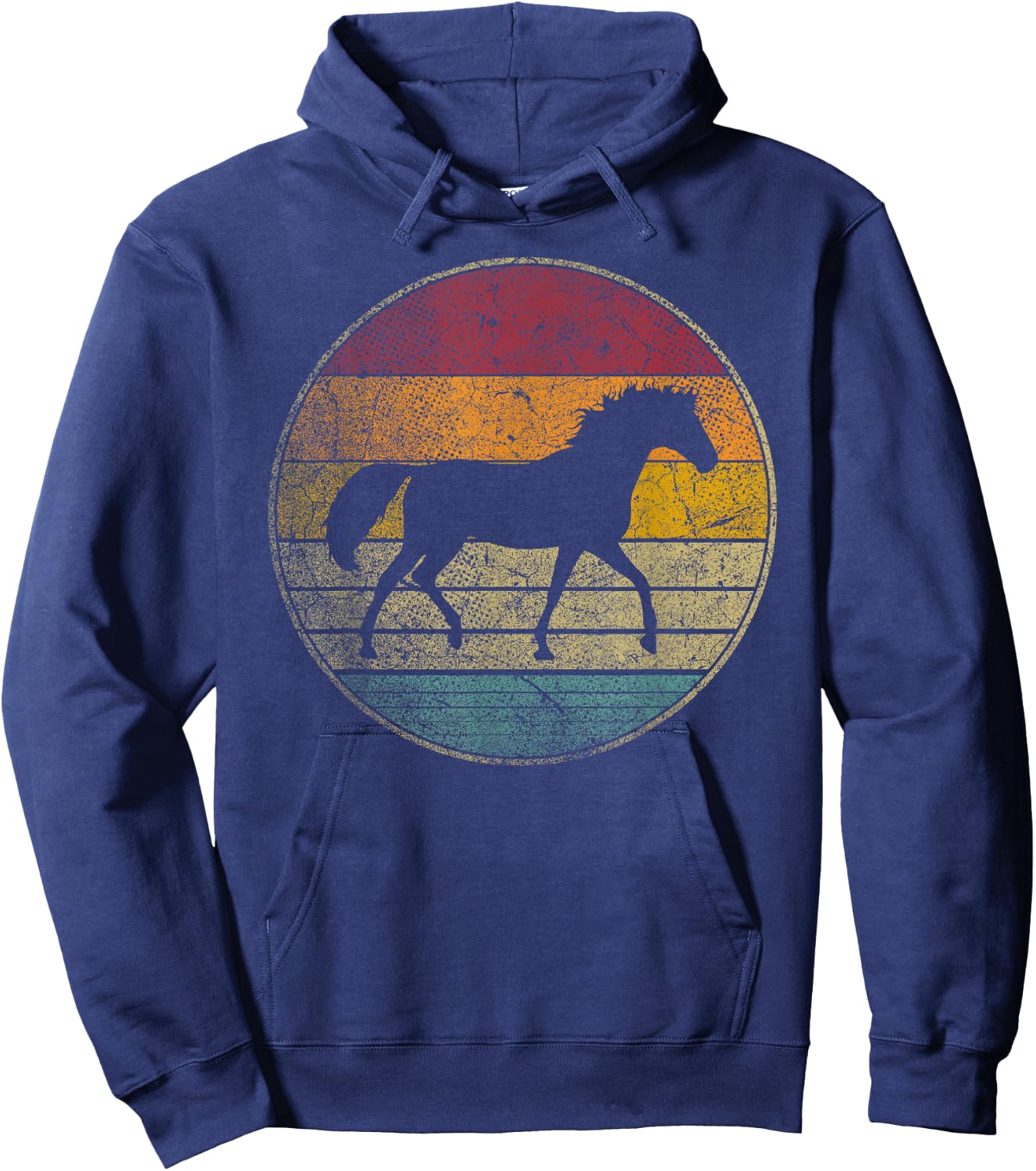 Horse Riding Love Equestrian Girl Vintage Distressed Retro Hoodie - Hoodie | Navy