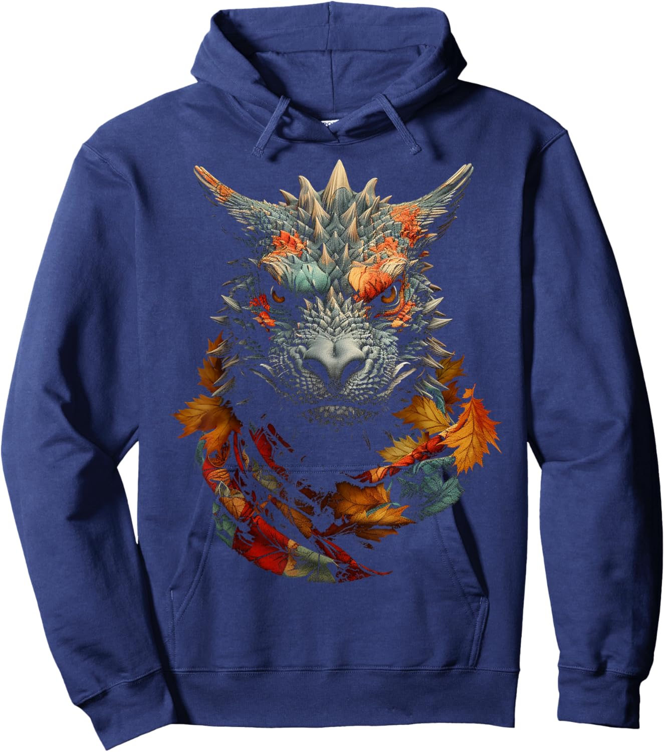 Dragon Autumn Leaves Animal Portrait Art Graphic Dragon Hoodie - Hoodie | Navy