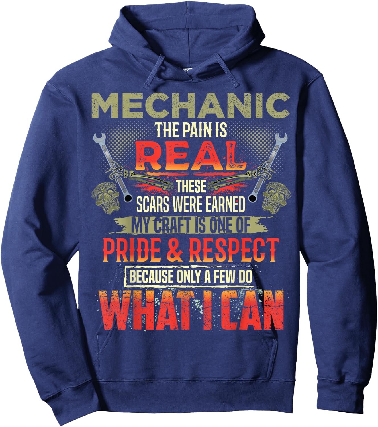 Mechanic The Pain Is Real Funny Auto Mechanic Dad Hoodie - Hoodie | Navy