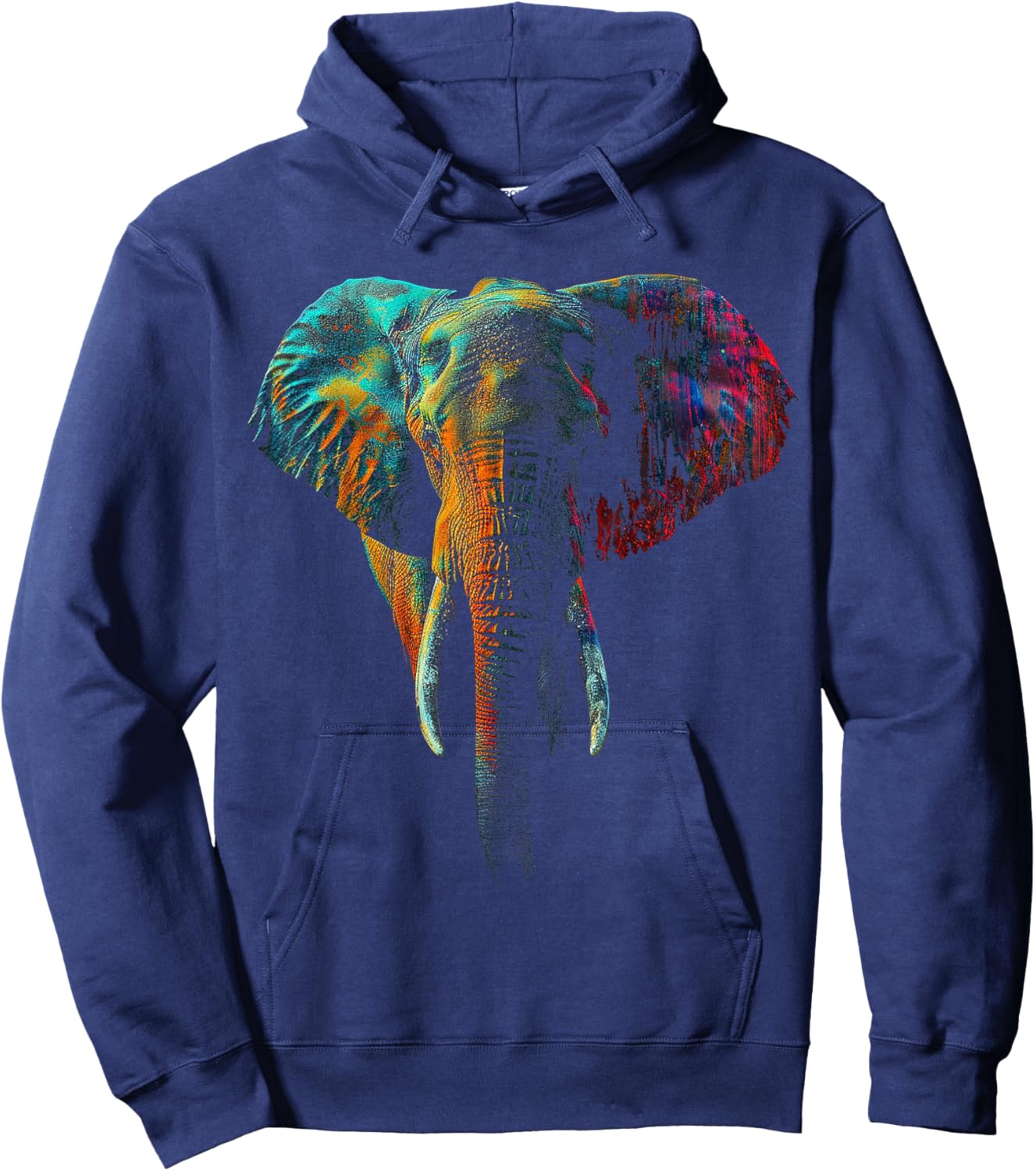 Elephant Colorful Animal Art Graphic Elephant Hoodie - Hoodie | Navy